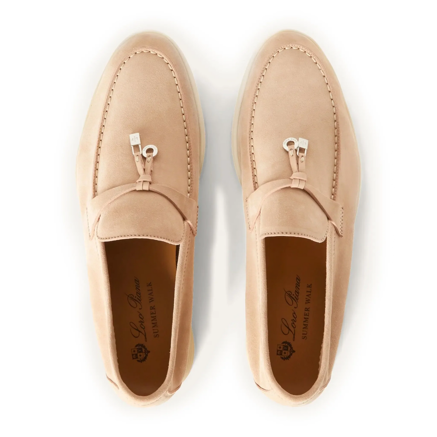 Mocassins Loro Piana Summer Charms Walk Suede Goatskin Rose Sand — vue 3