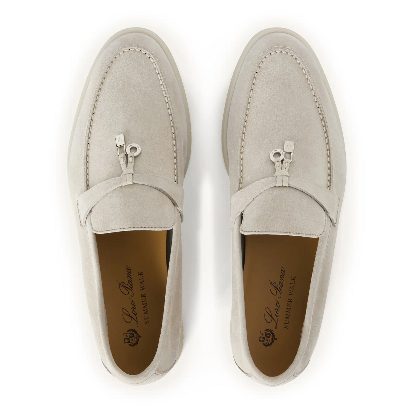 Mocassins Loro Piana Summer Charms Walk Suede Goatskin Powder Pearl — vue 3