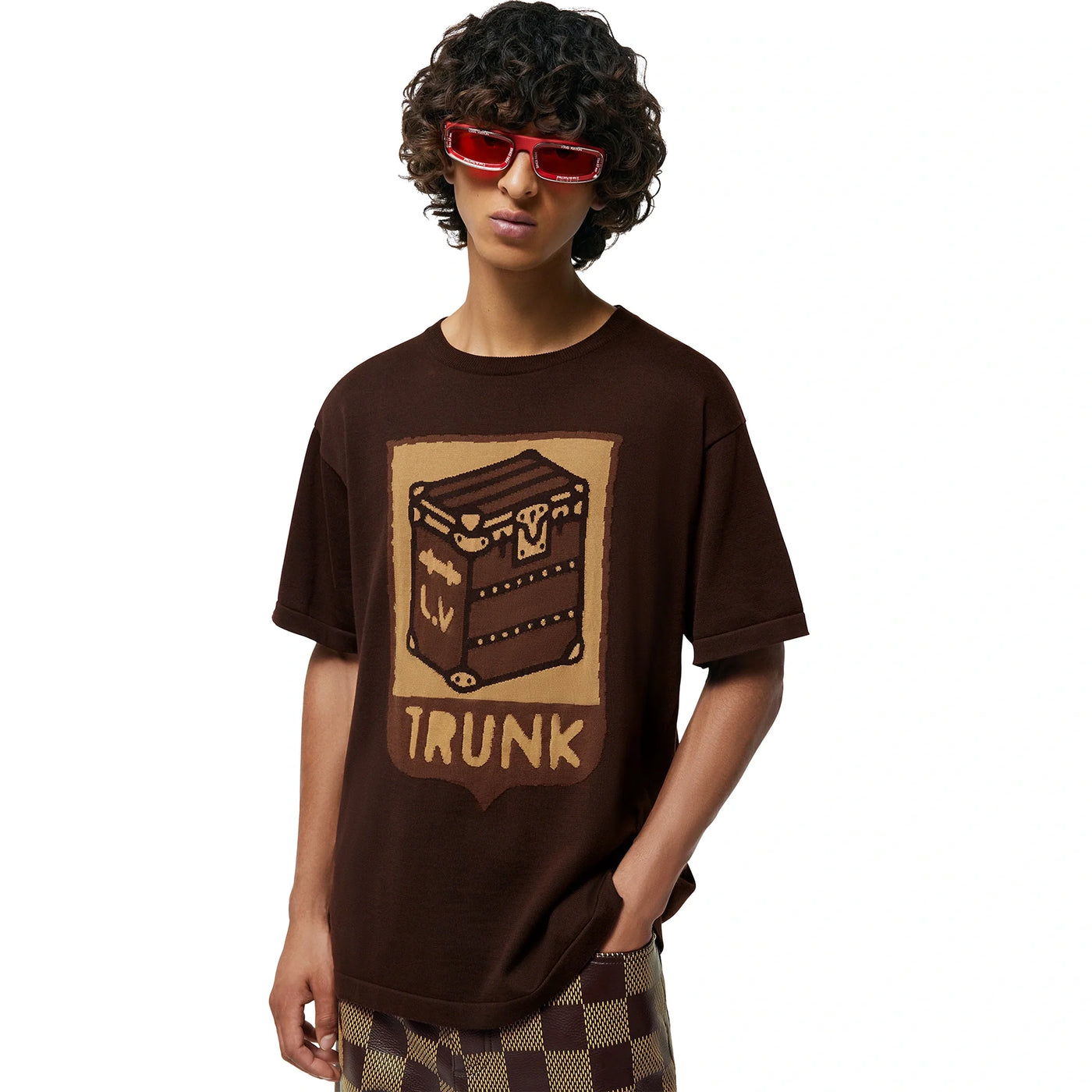 T-Shirt Louis Vuitton Cotton Trunk Print Sienna Marron T Shirt — vue 3