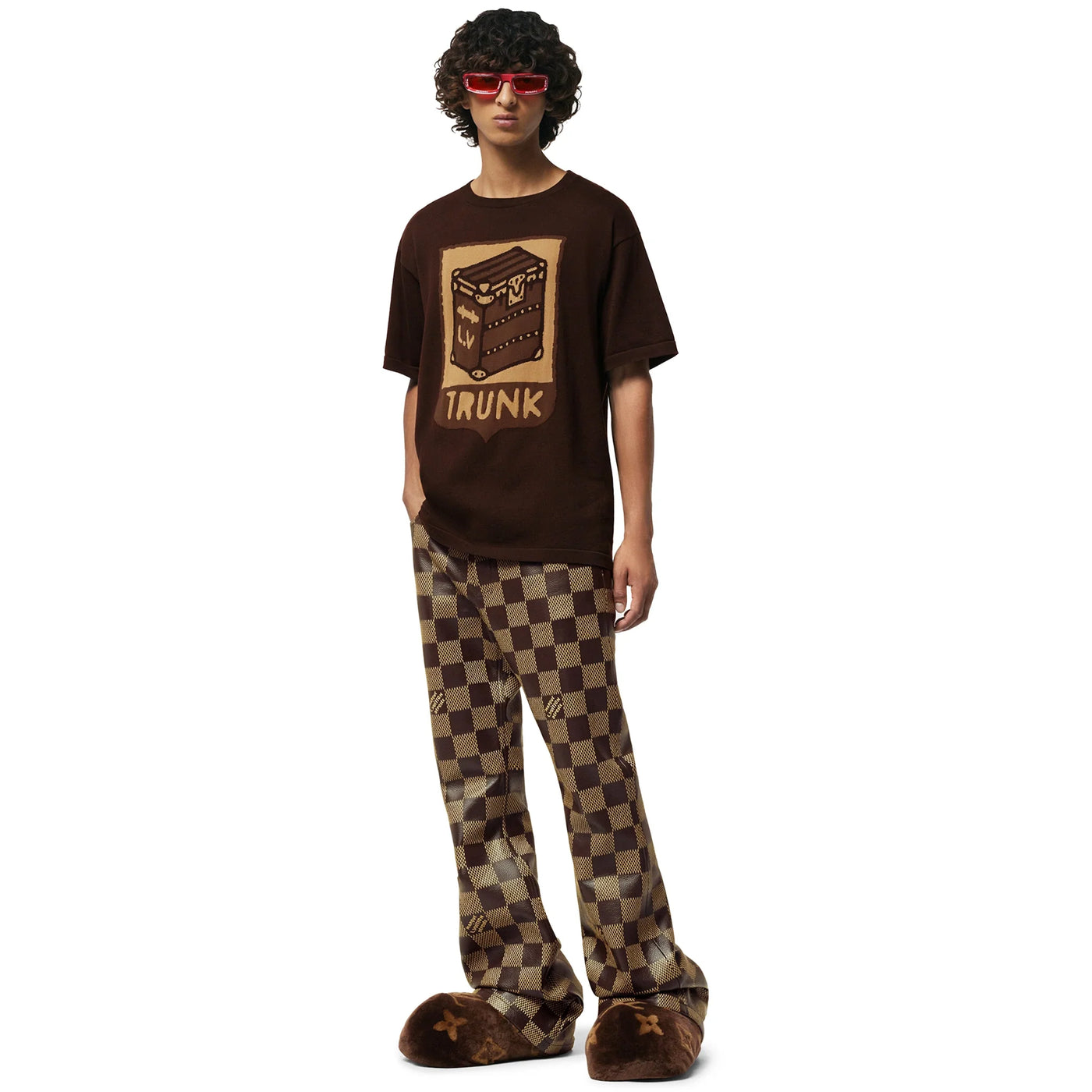 T-Shirt Louis Vuitton Cotton Trunk Print Sienna Marron T Shirt — vue 5