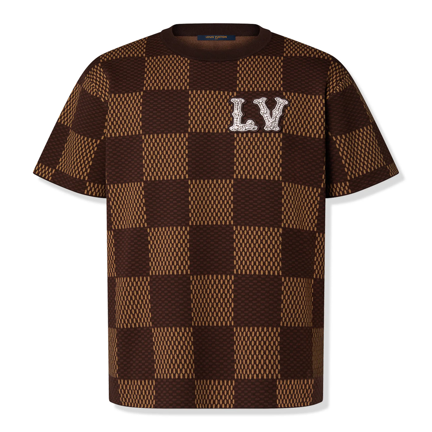 T-Shirt Louis Vuitton Damier Crystal Patch Marron T Shirt