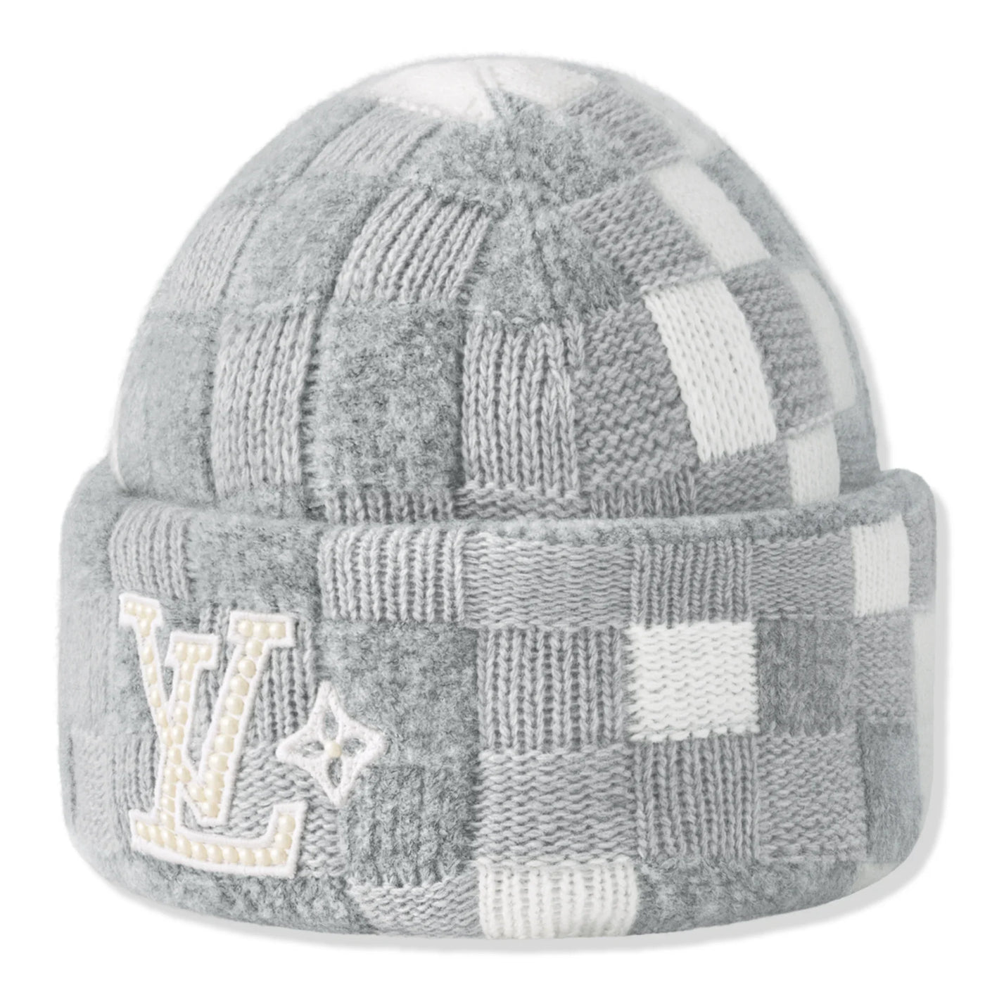 Bonnet Louis Vuitton Damoflage Pearls Crush Reversible Clair Gris — vue 4