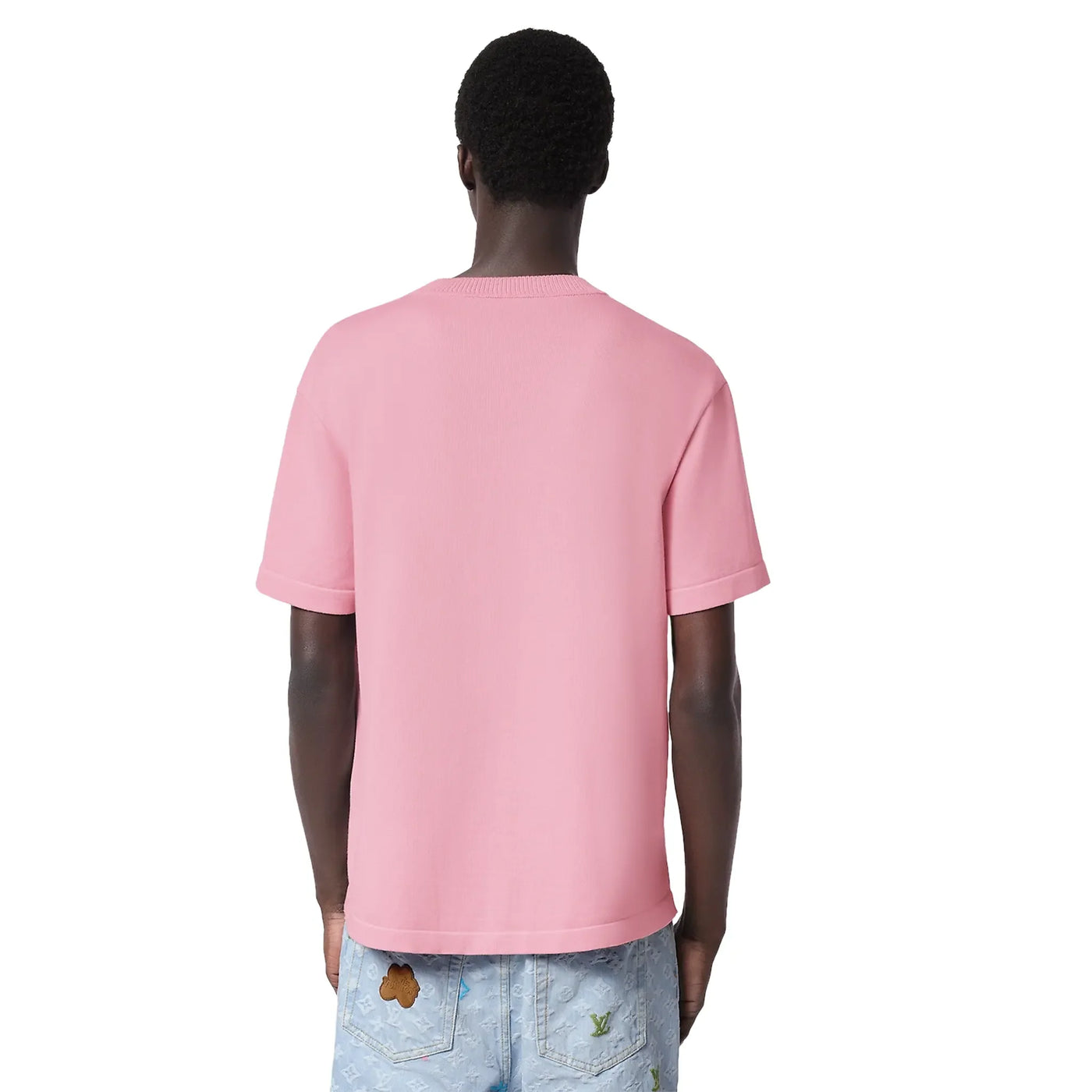 T-Shirt Louis Vuitton Embroidered Signature Crewneck Coral Blush Rose T Shirt — vue 2