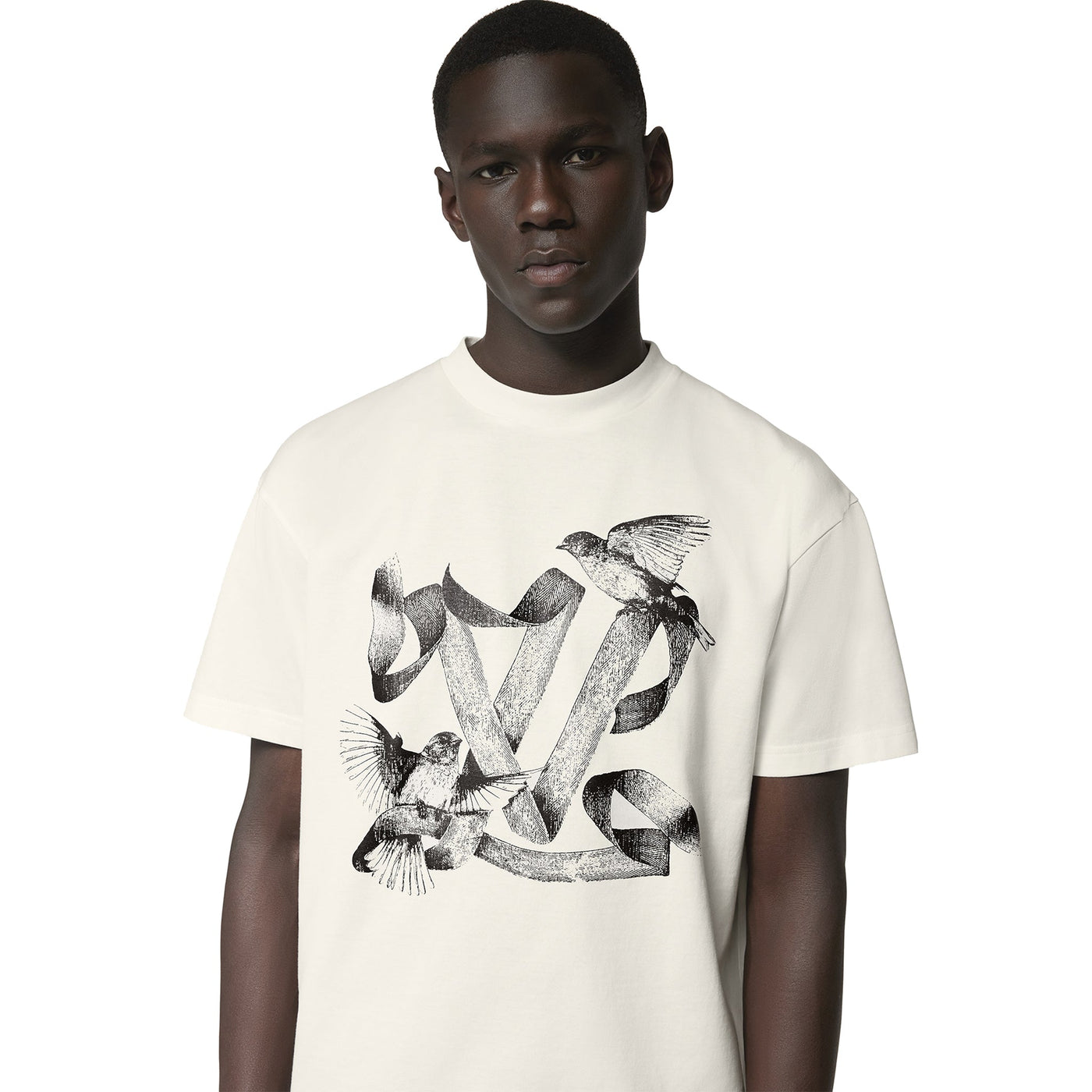T-Shirt Louis Vuitton Birds Printed Cotton T Shirt Blanc — vue 3