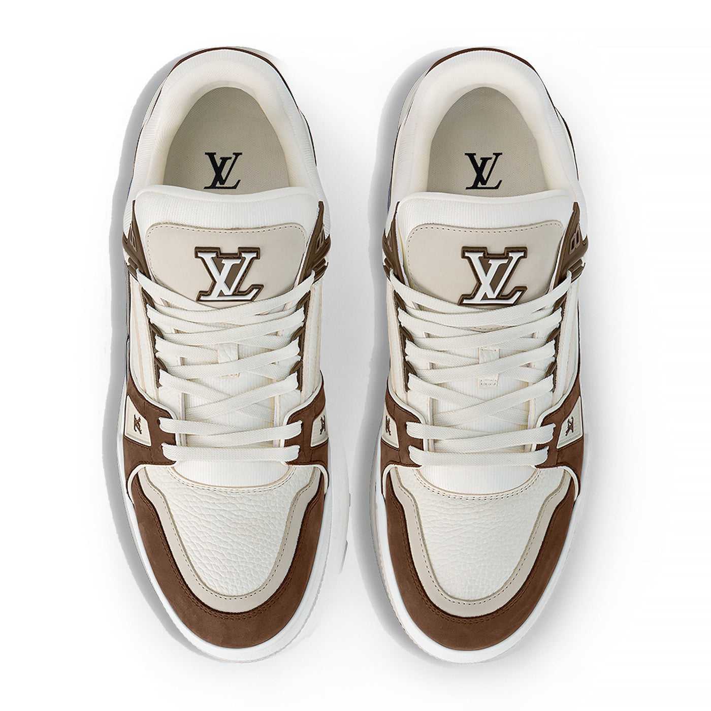 Baskets Louis Vuitton Trainer Calf Leather Moka — vue 3