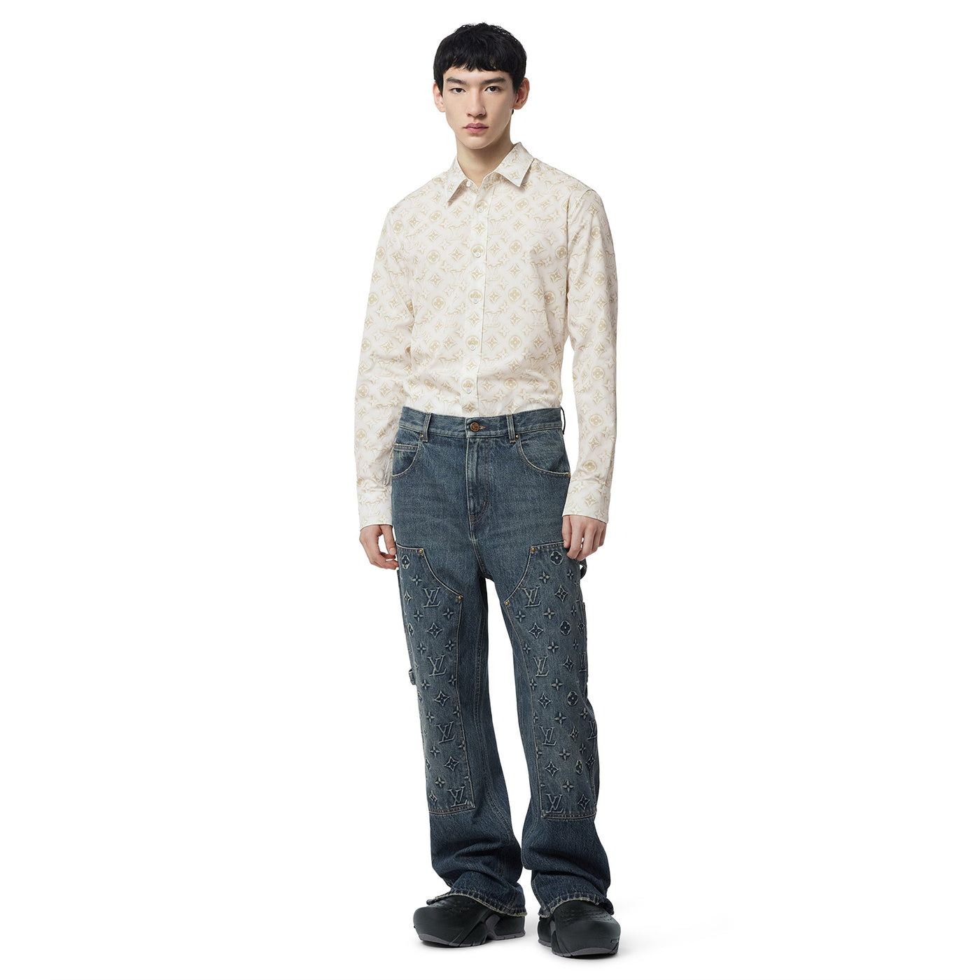Chemise Louis Vuitton Monogram Long-sleeved Cotton Shirt Blanc — vue 4