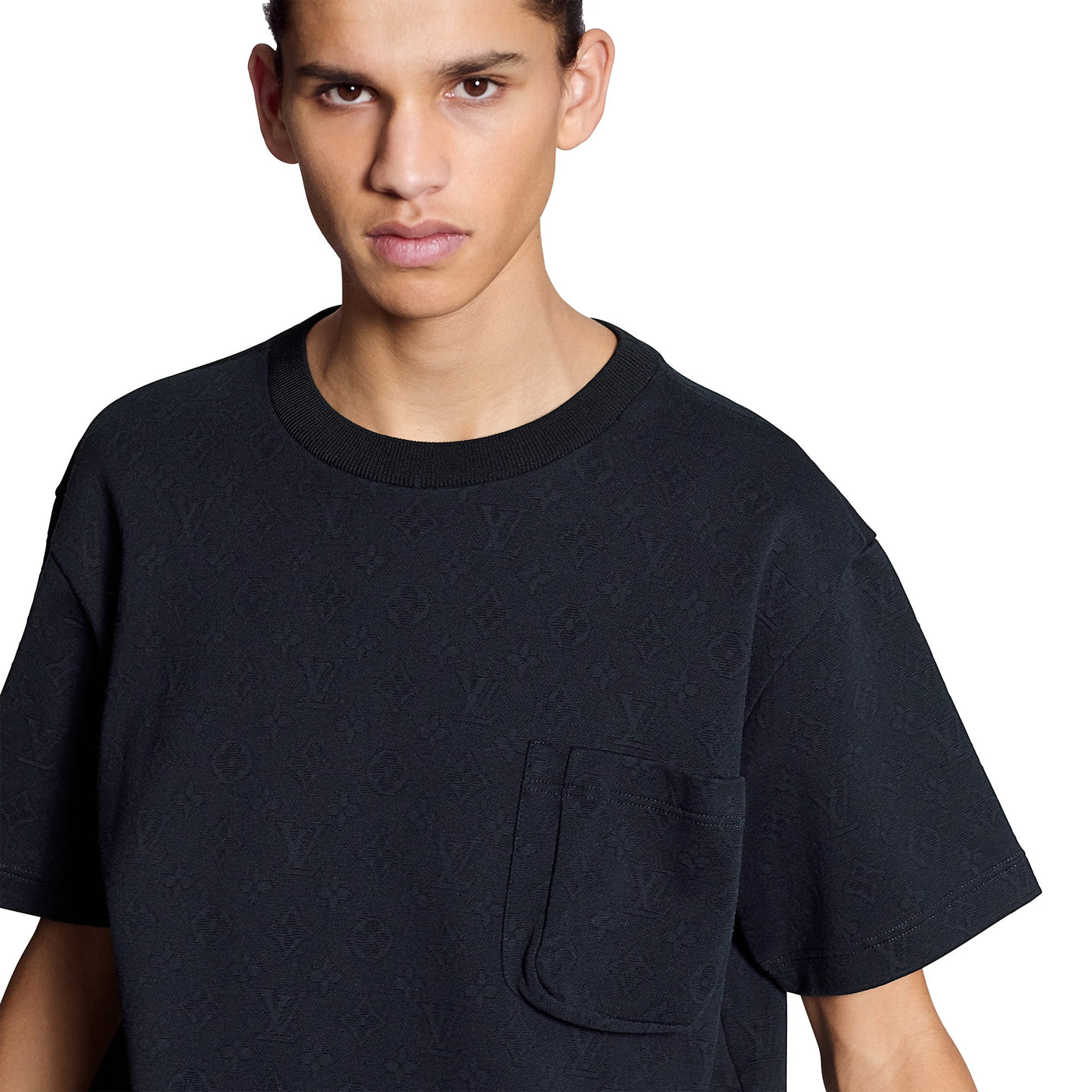 T-Shirt Louis Vuitton Monogram Signature 3D Pocket Cotton T Shirt Foncé Bleu — vue 4