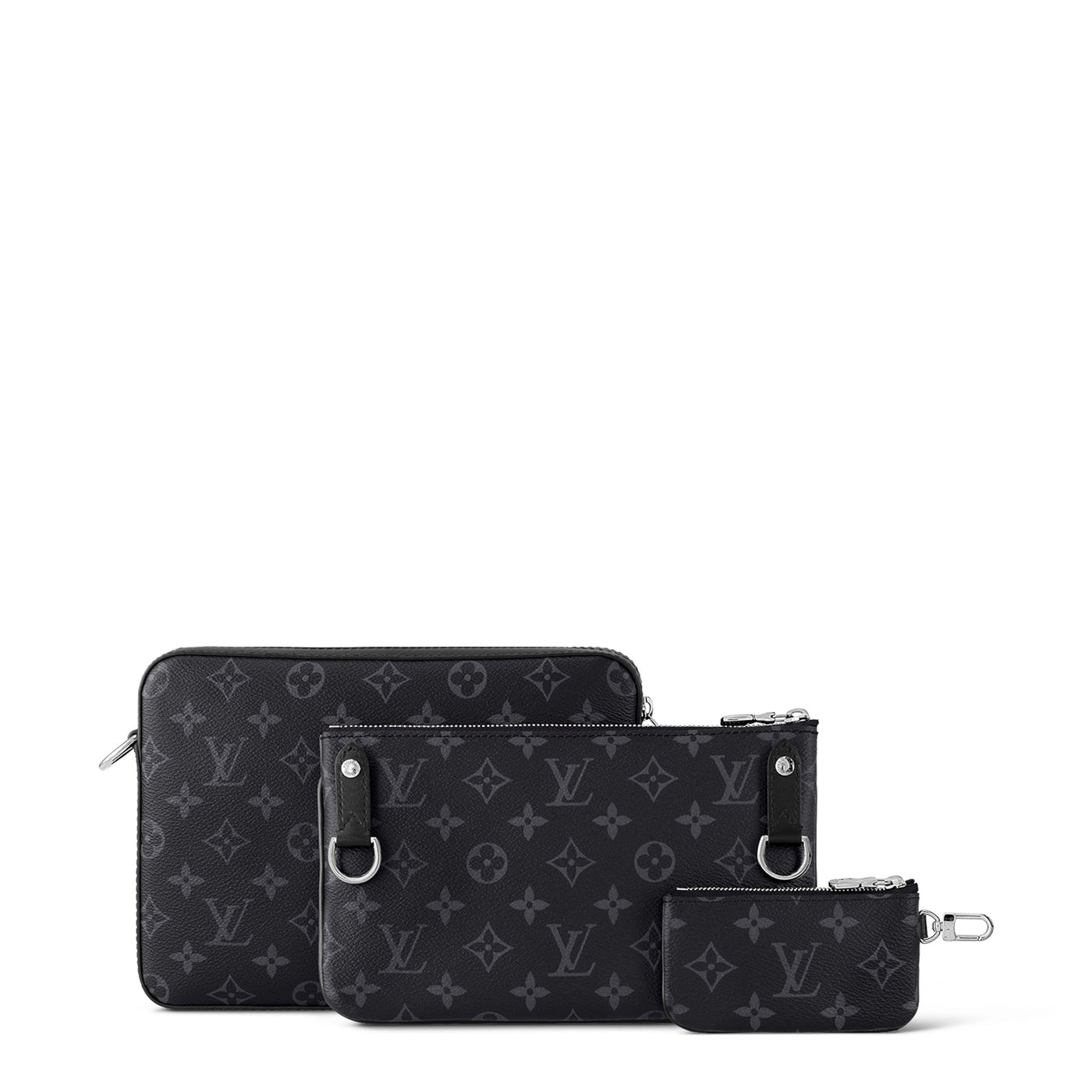 Sac à bandoulière Louis Vuitton Monogram Trio Messenger Noir Gris — vue 4