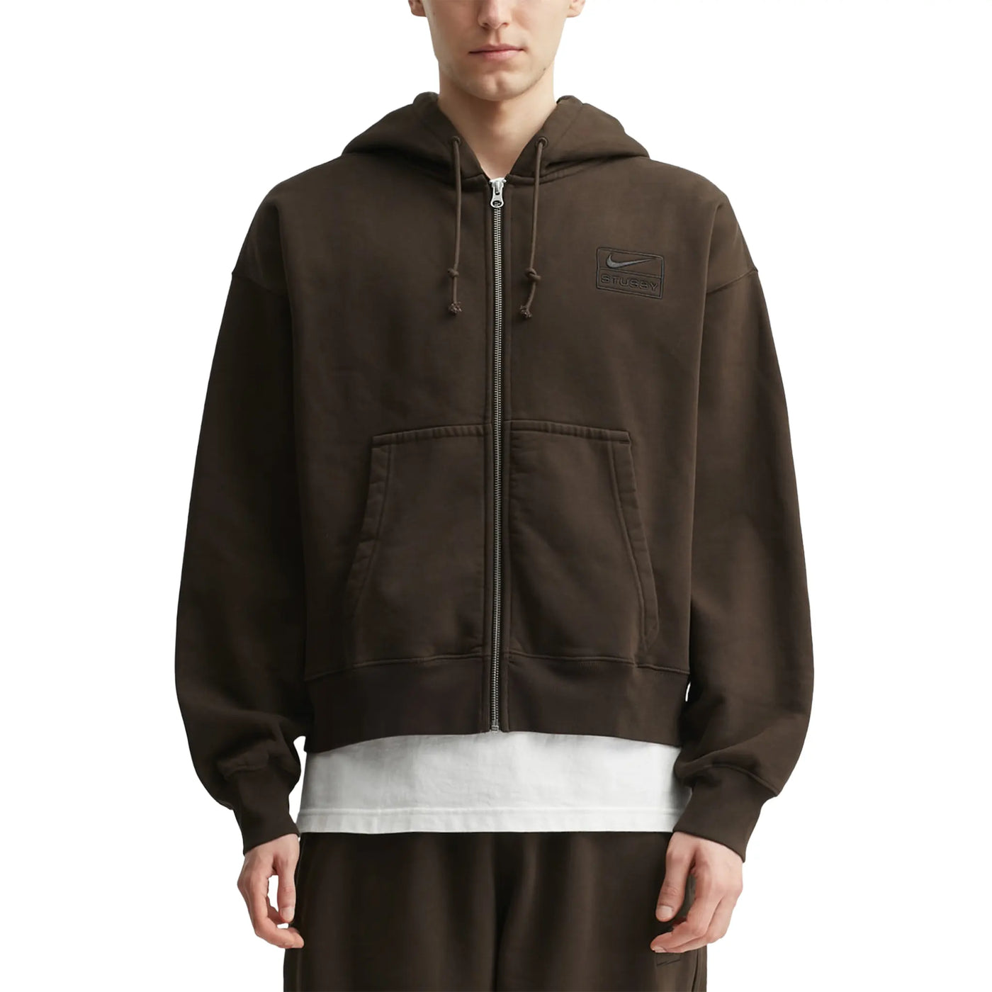 Hoodie Nike × Stussy Fleece Stone Washed Foncé Cinder Zip-up — vue 3