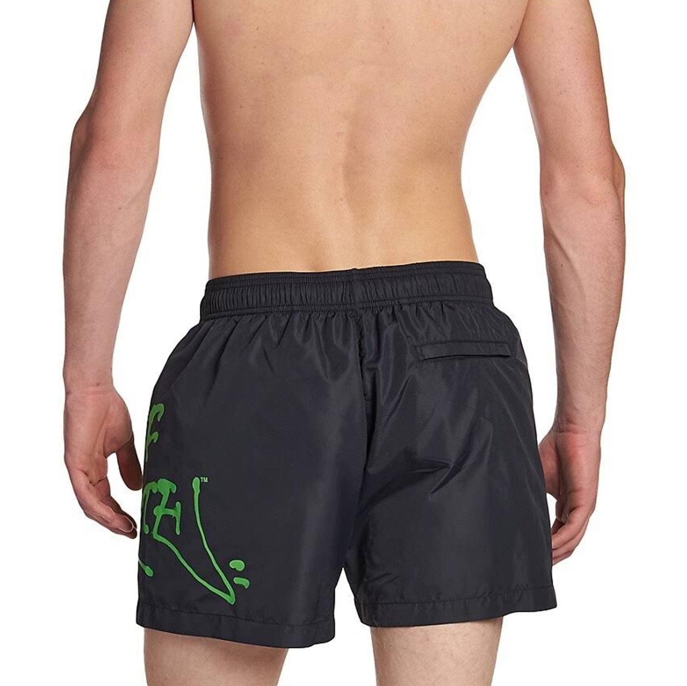 Short Off-White Neon Logo Print Noir Swim — vue 2