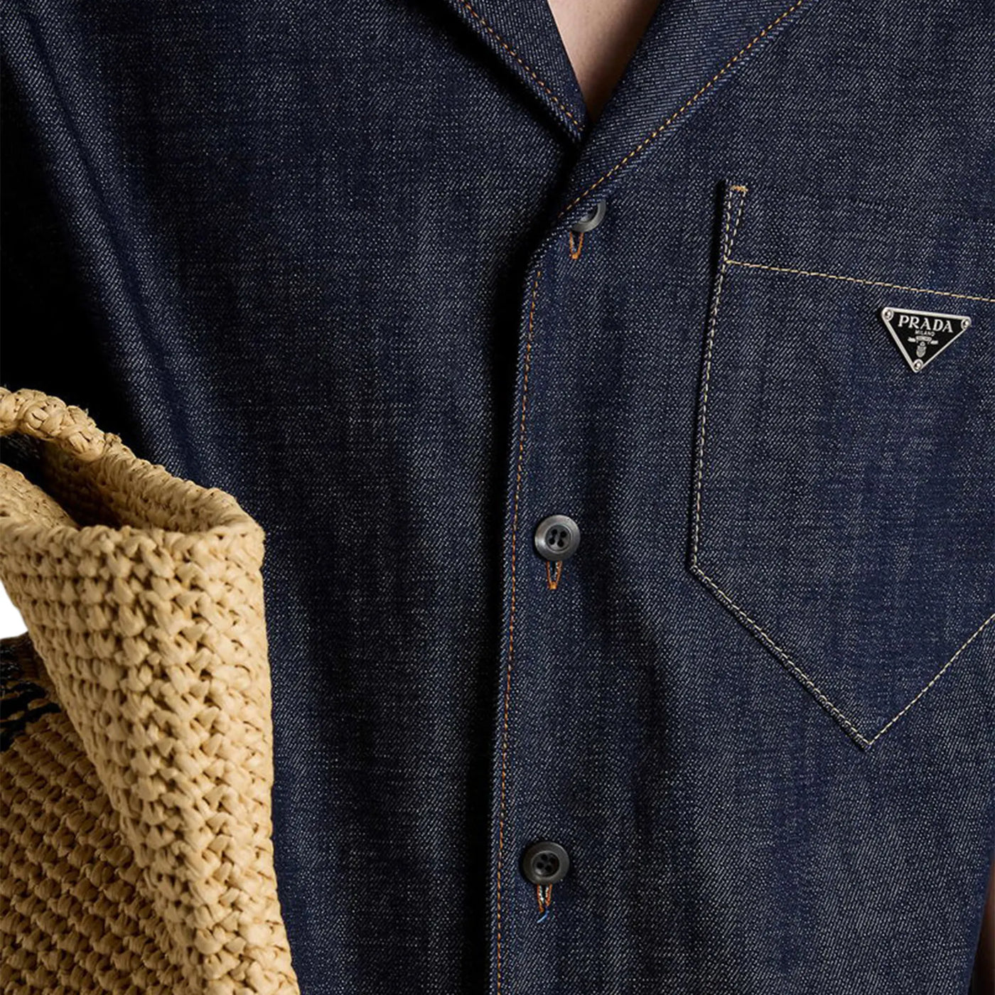 Chemise Prada Bowling Denim S/S Marine Shirt — vue 5