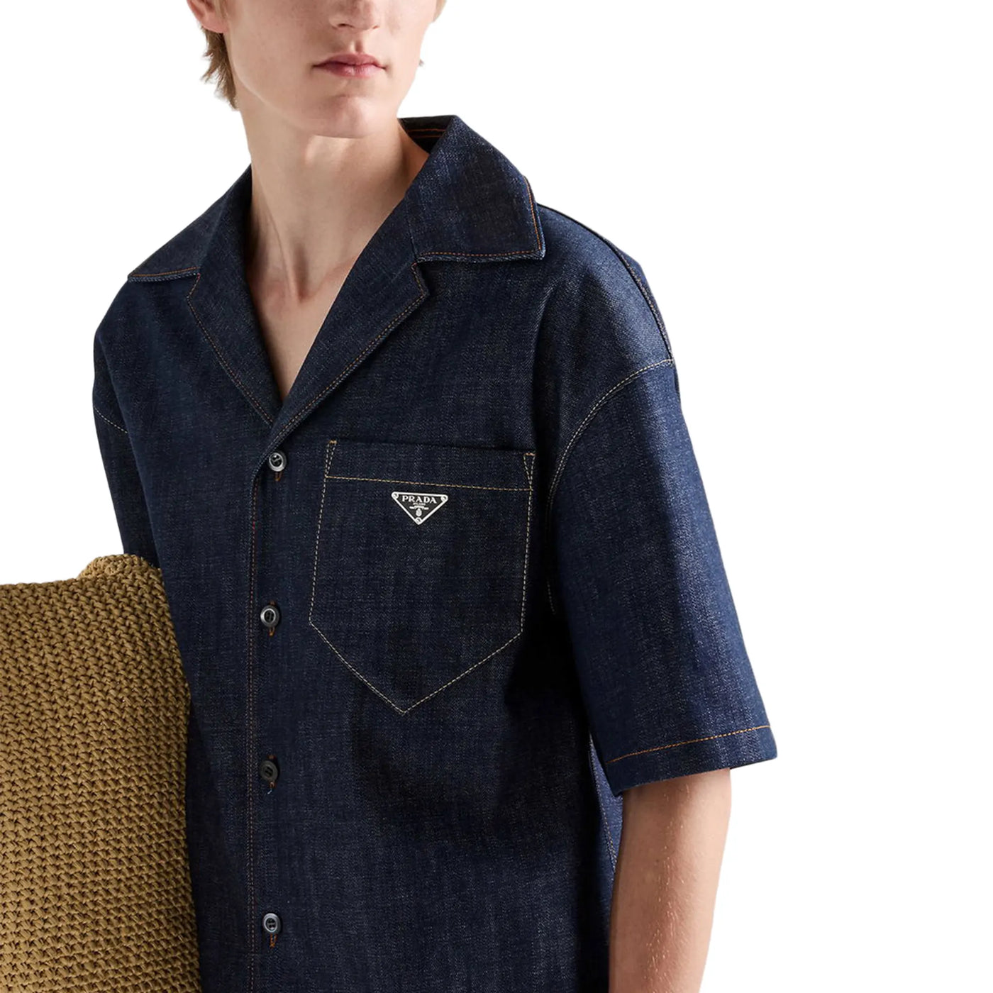 Chemise Prada Bowling Denim S/S Marine Shirt — vue 4
