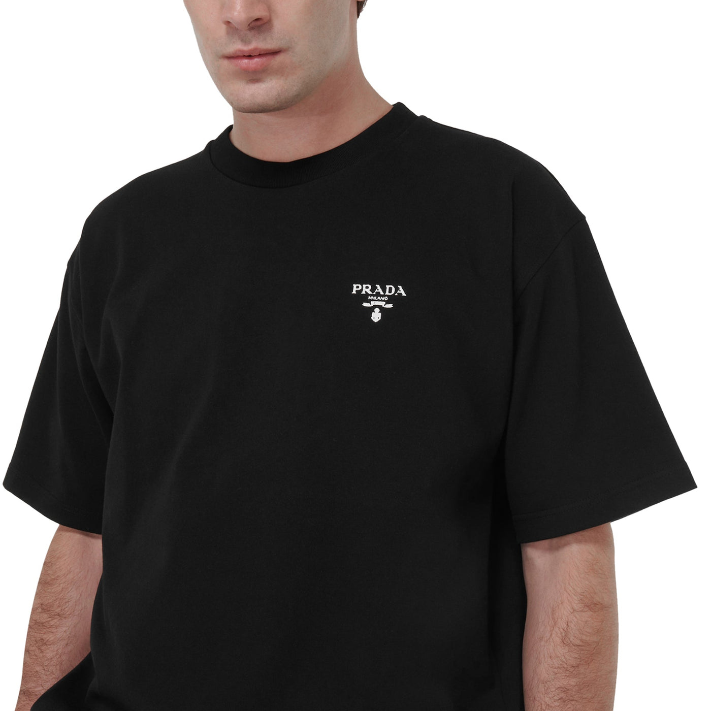 T-Shirt Prada Logo Re-nylon Jersey T Shirt Noir — vue 3