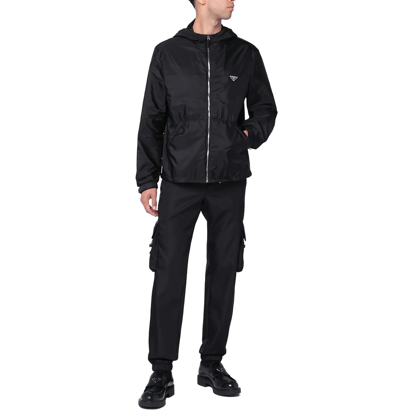 Pantalon Prada Nylon Cuffed Straight Leg Noir Cargo — vue 4