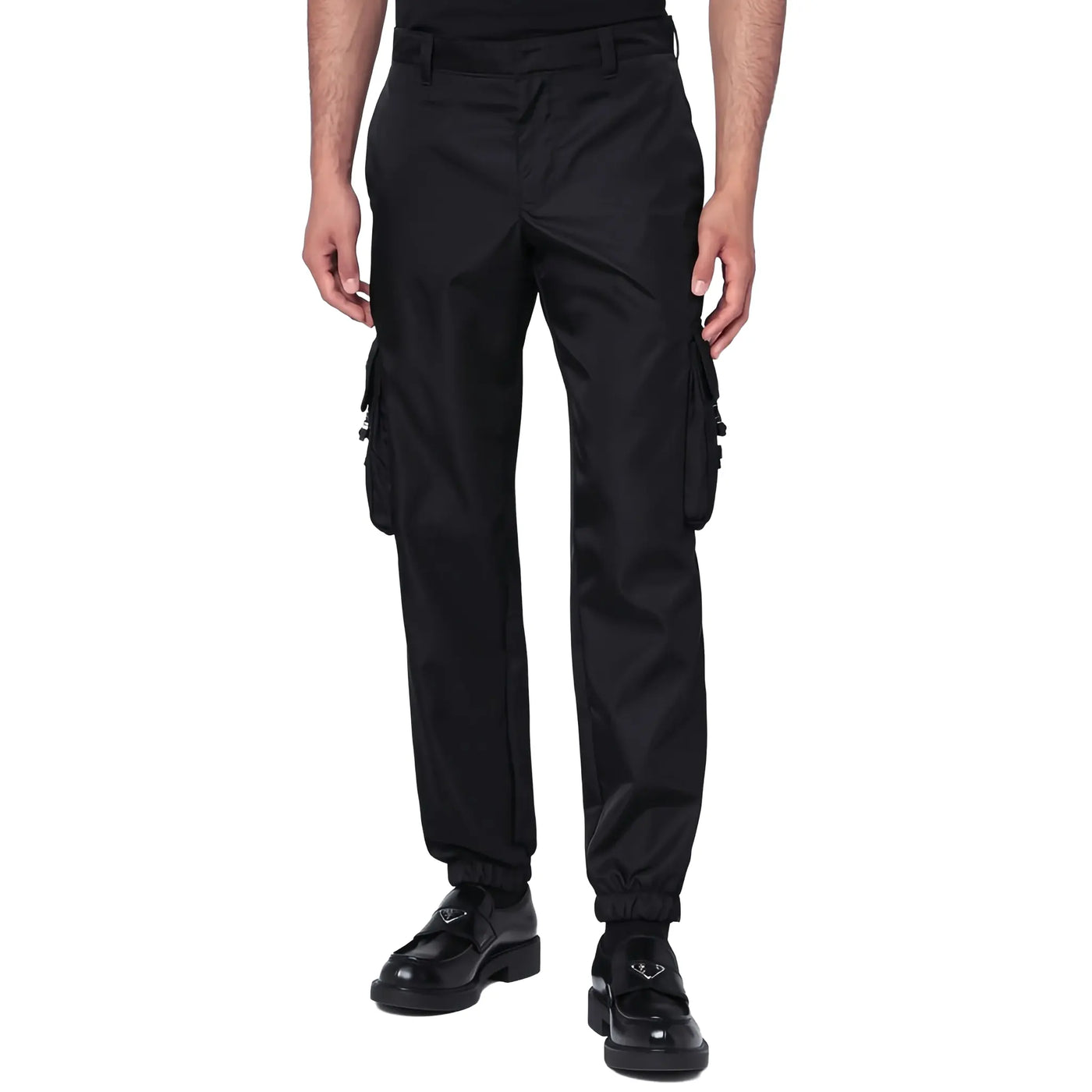 Pantalon Prada Nylon Cuffed Straight Leg Noir Cargo — vue 3