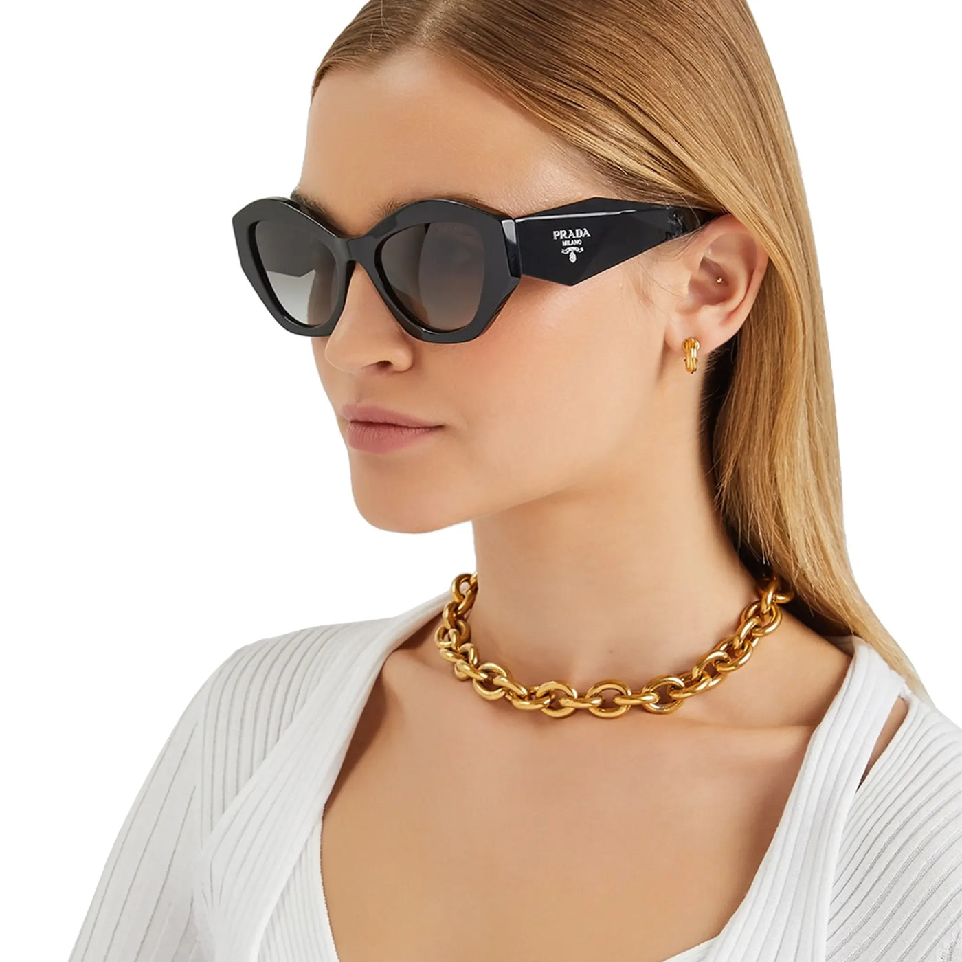 Lunettes de soleil Prada PR 07YS 1AB0A7 Butterfly Noir — vue 2