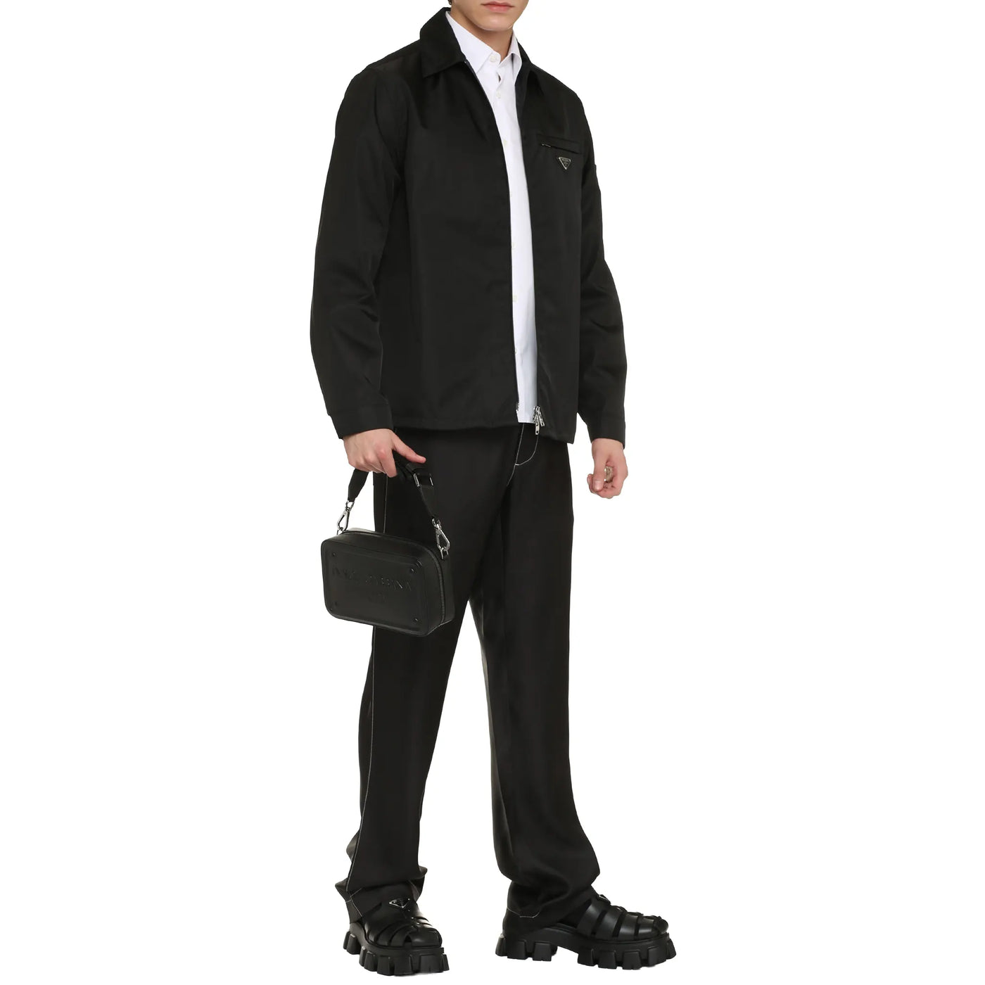 Veste Prada Re Nylone Classic Collar Noir — vue 3
