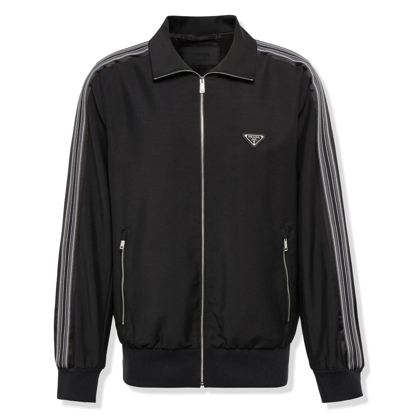Veste Prada Stripes Logo Mohair and Wool Noir