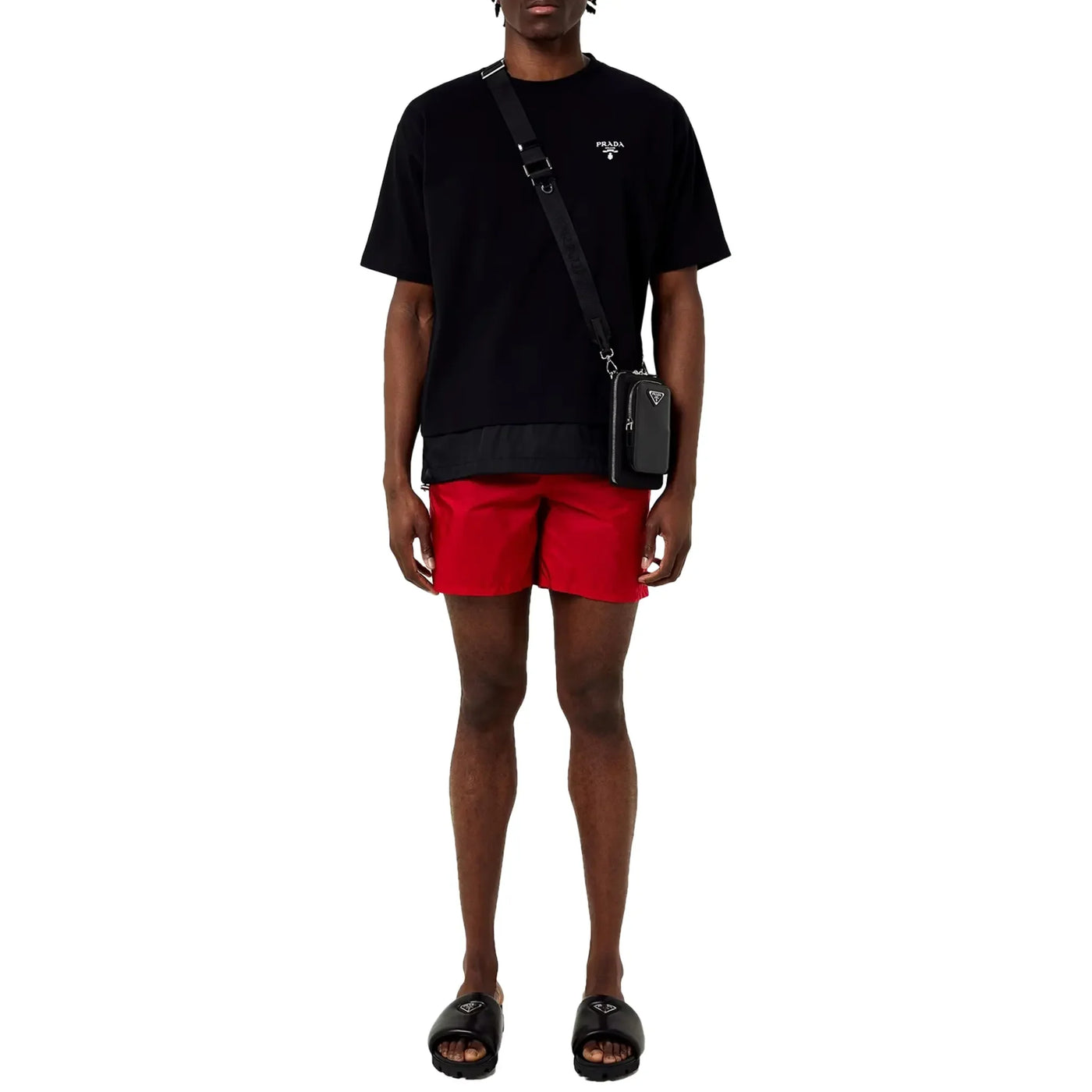 Short Prada Triangle Interlock Rouge Swim — vue 6