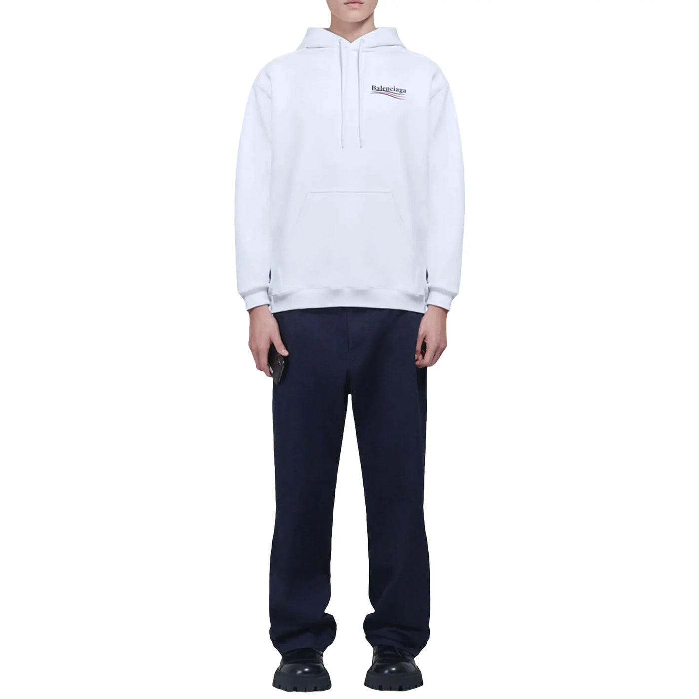 Hoodie Balenciaga Preloved - Political Campaign Logo Blanc — vue 3