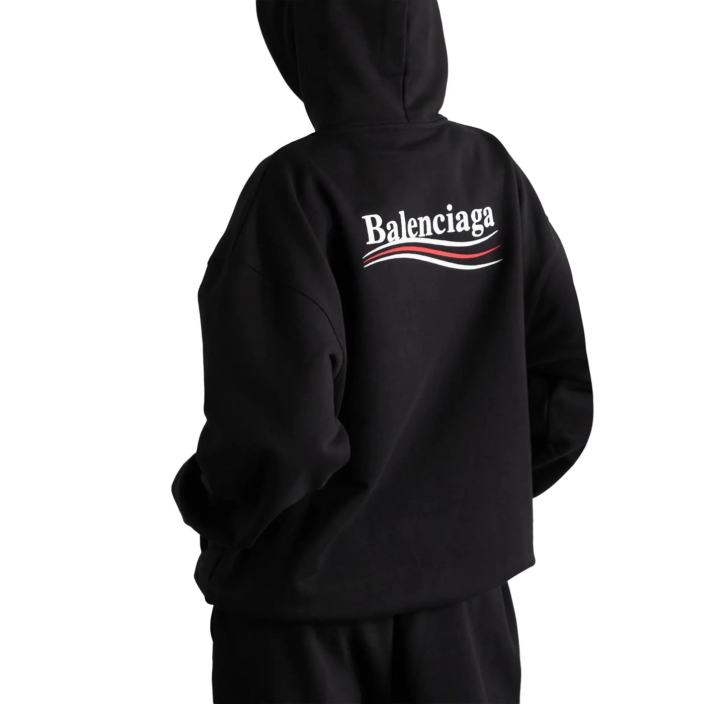 Hoodie Balenciaga Preloved - Political Logo Noir — vue 4