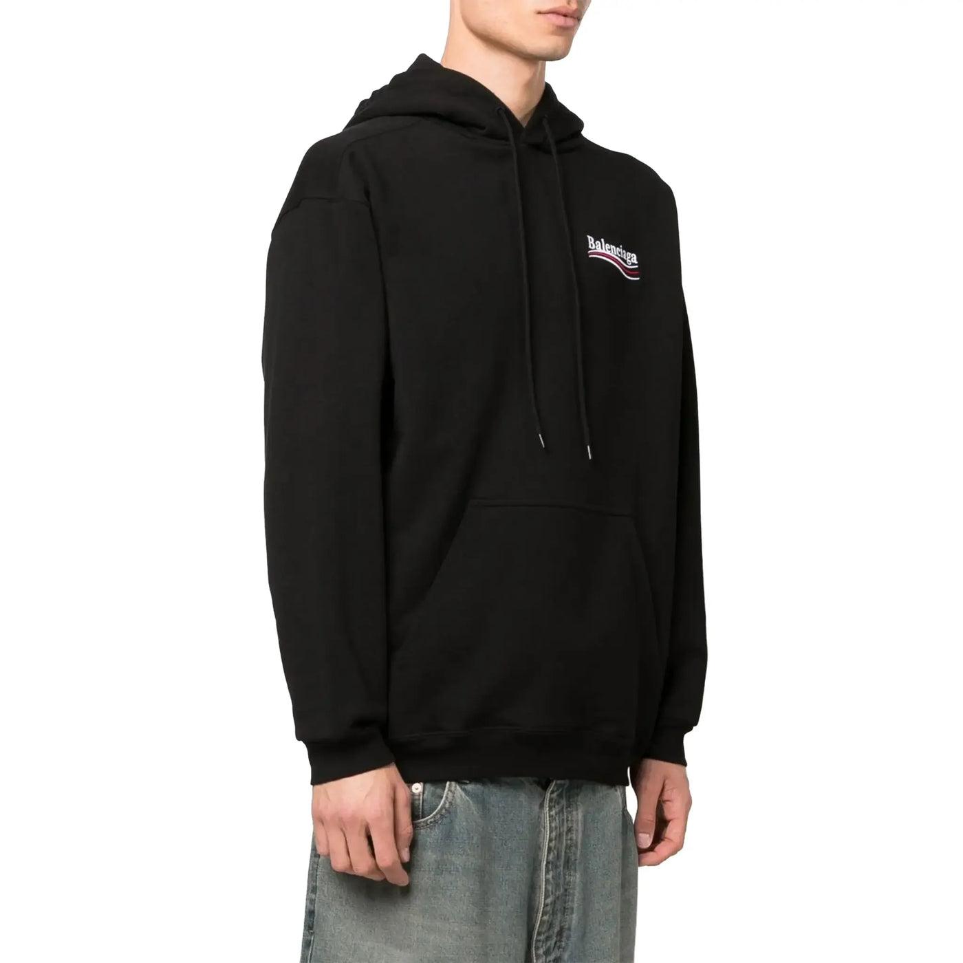 Hoodie Balenciaga Preloved - Political Logo Noir — vue 3