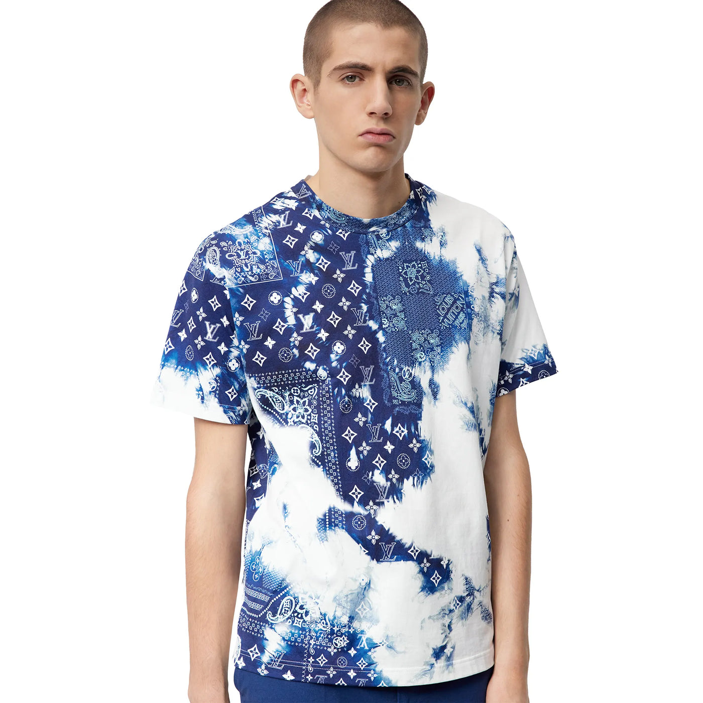T-Shirt Louis Vuitton Preloved - Monogram Bandana Bleu T Shirt — vue 3