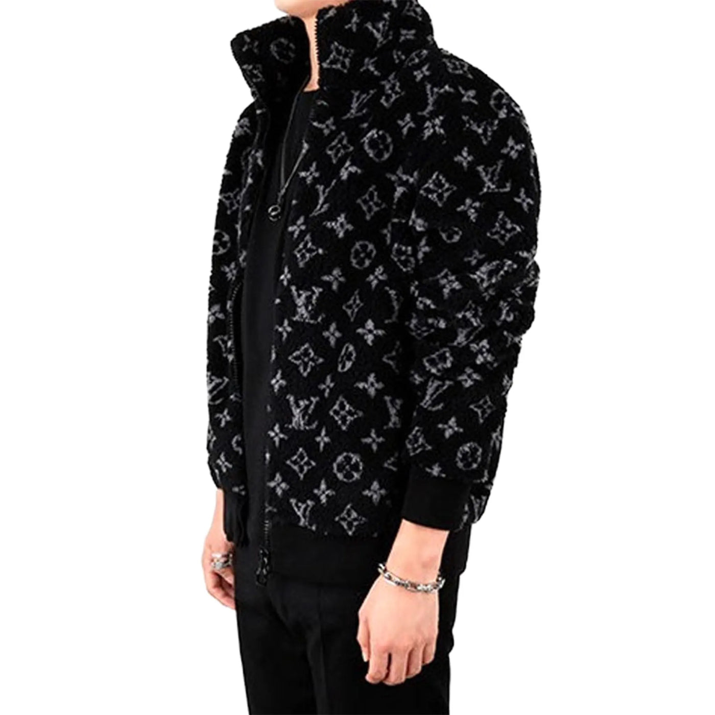 Veste Louis Vuitton Preloved - Monogram Fleece Noir Gris Zip-up — vue 5