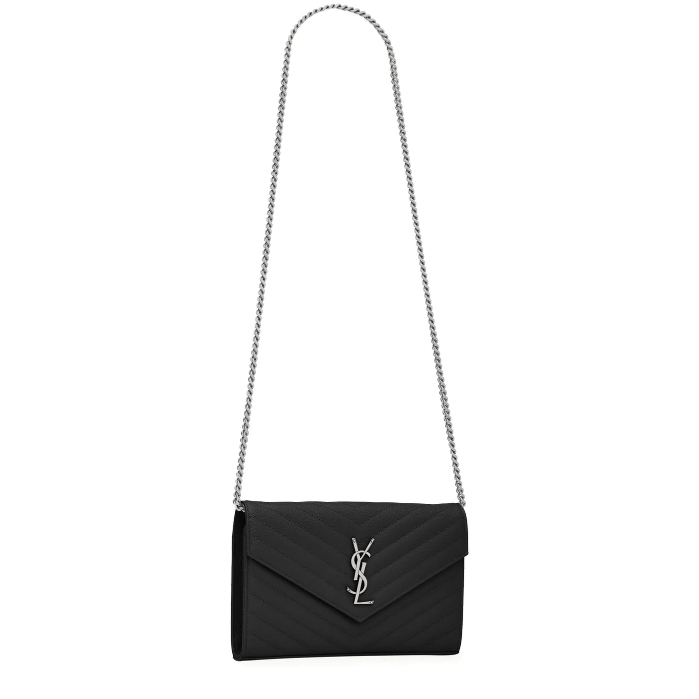 Sac à bandoulière Saint Laurent Monogram Envelope Noir Argent Crossbody — vue 3