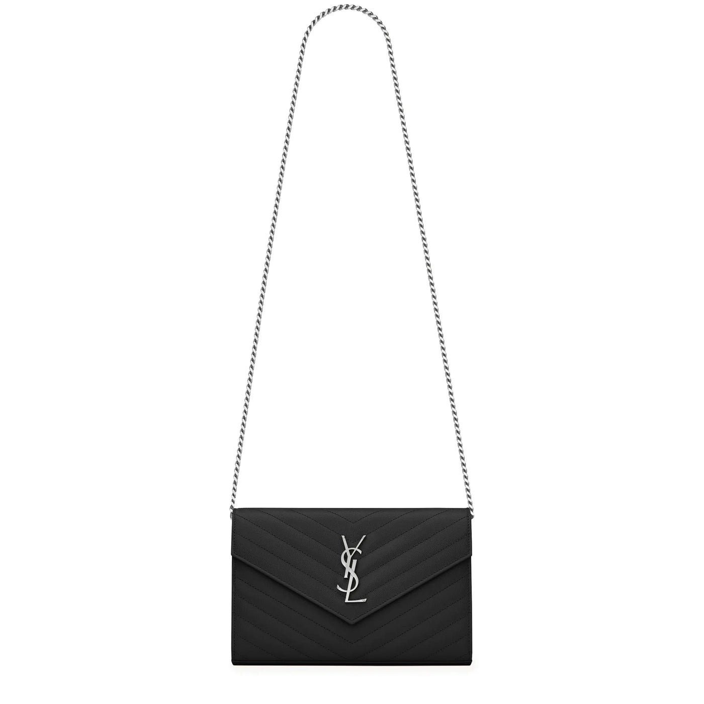 Sac à bandoulière Saint Laurent Monogram Envelope Noir Argent Crossbody