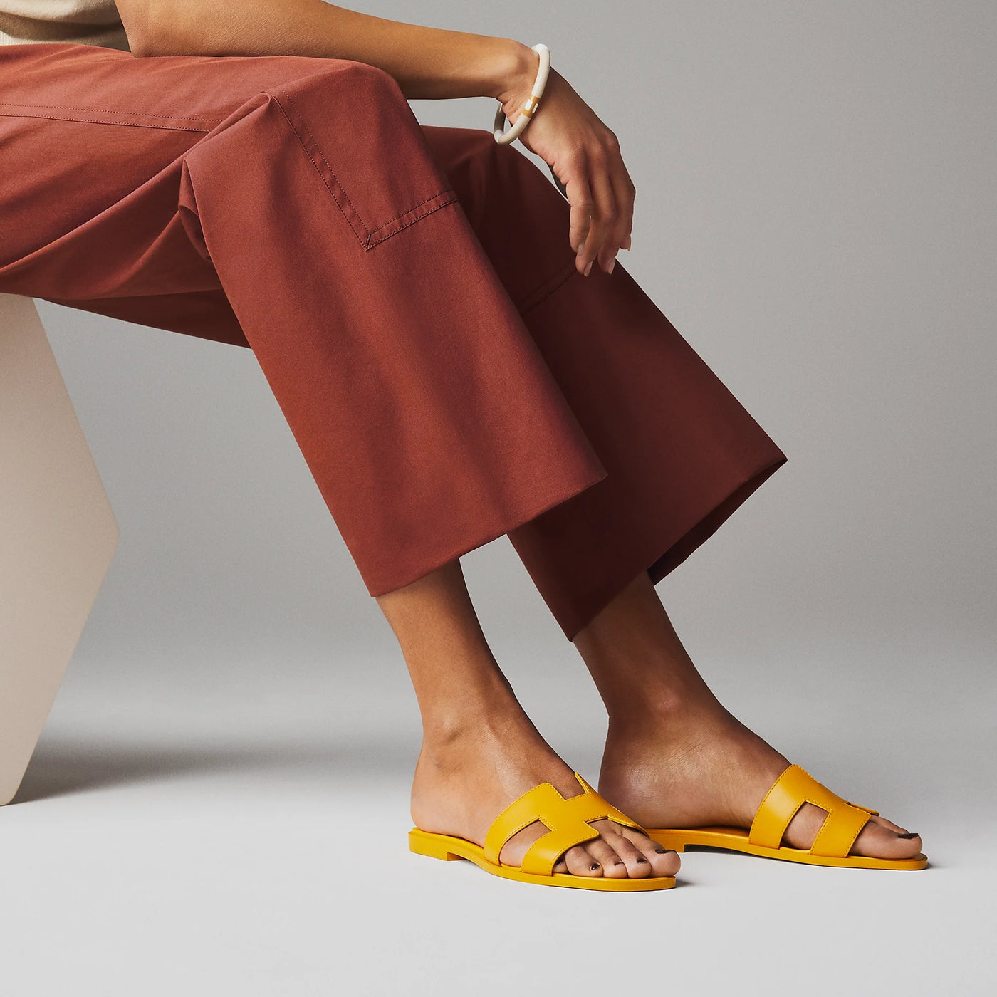 Sandales Hermès Oran Jaune Topaze — vue 5