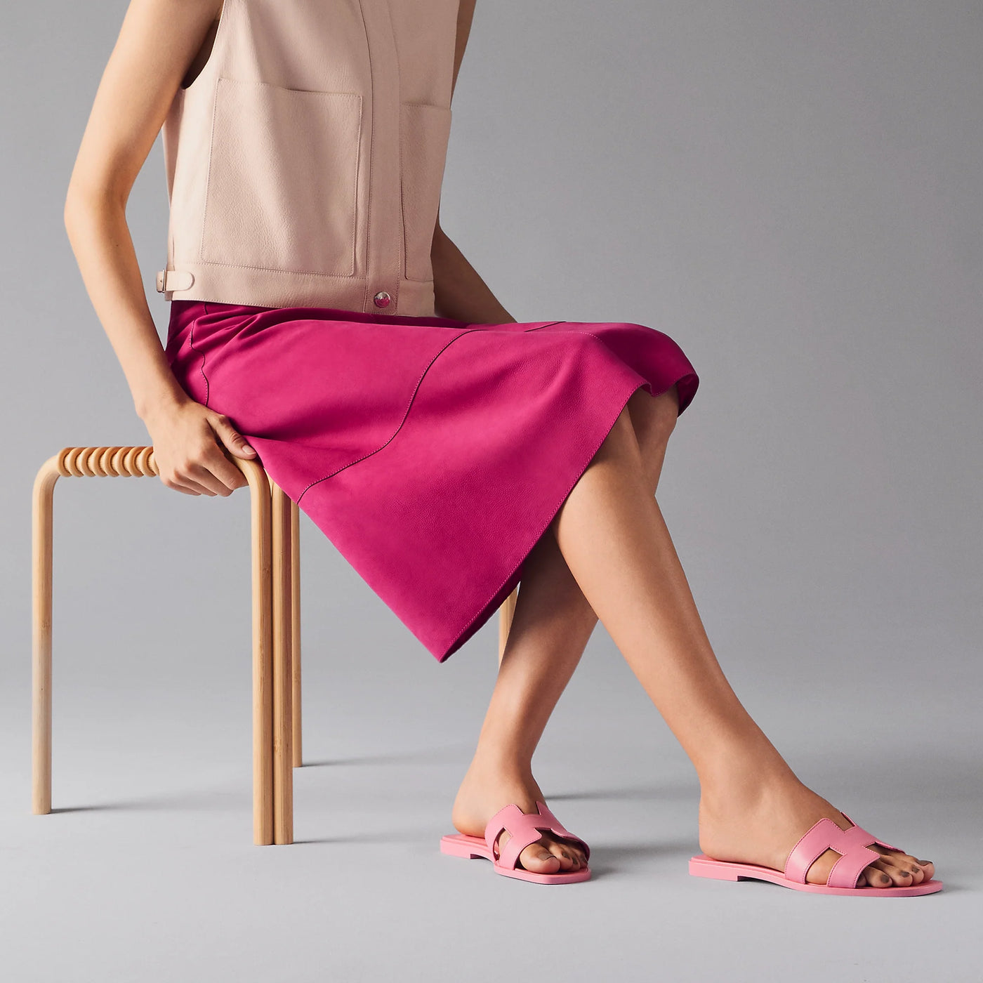 Sandales Hermès Oran Rose Bonbon — vue 5