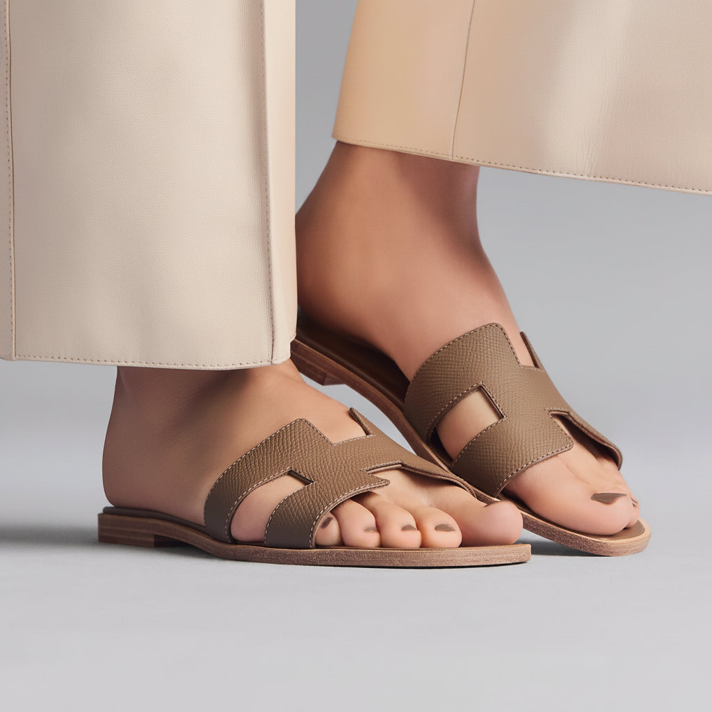 Sandales Hermès Oran Cuir de Veau Étoupe — vue 5