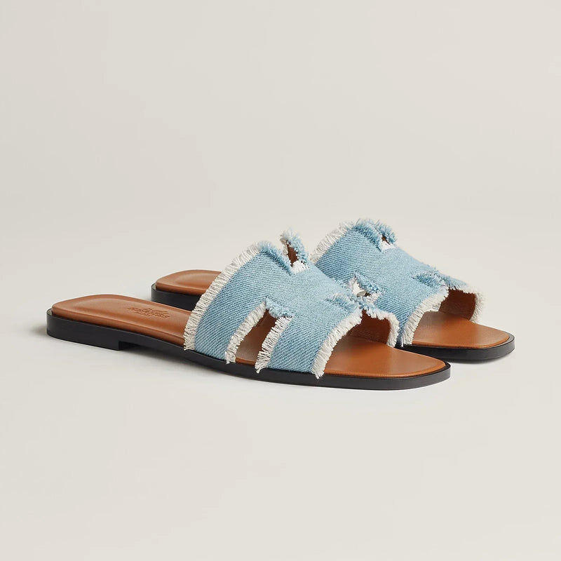 Sandales Hermès Oran Jean Bleu — vue 2