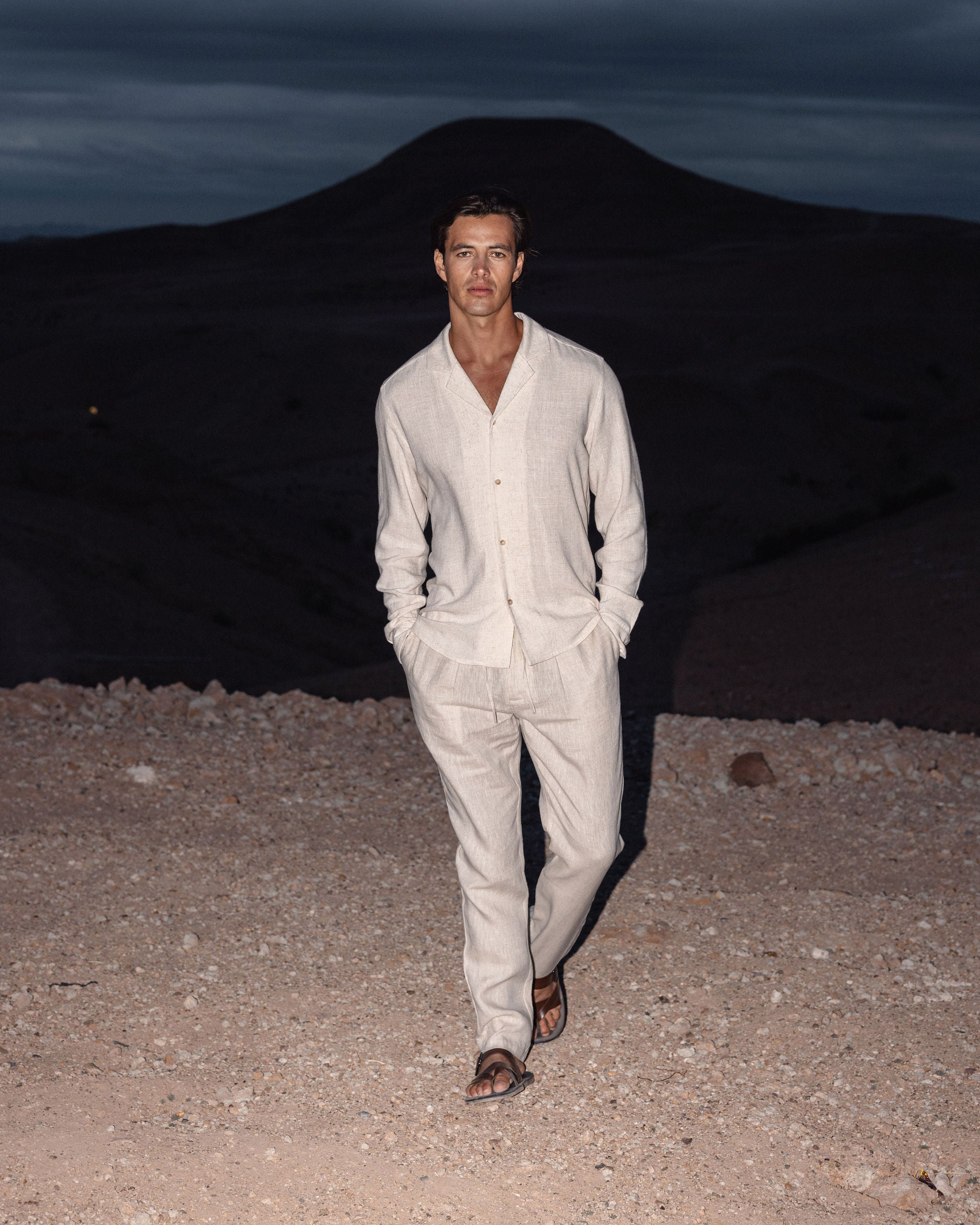 Pantalon Lin pour homme, coloris Avoine — vue 4 | COMOCLO