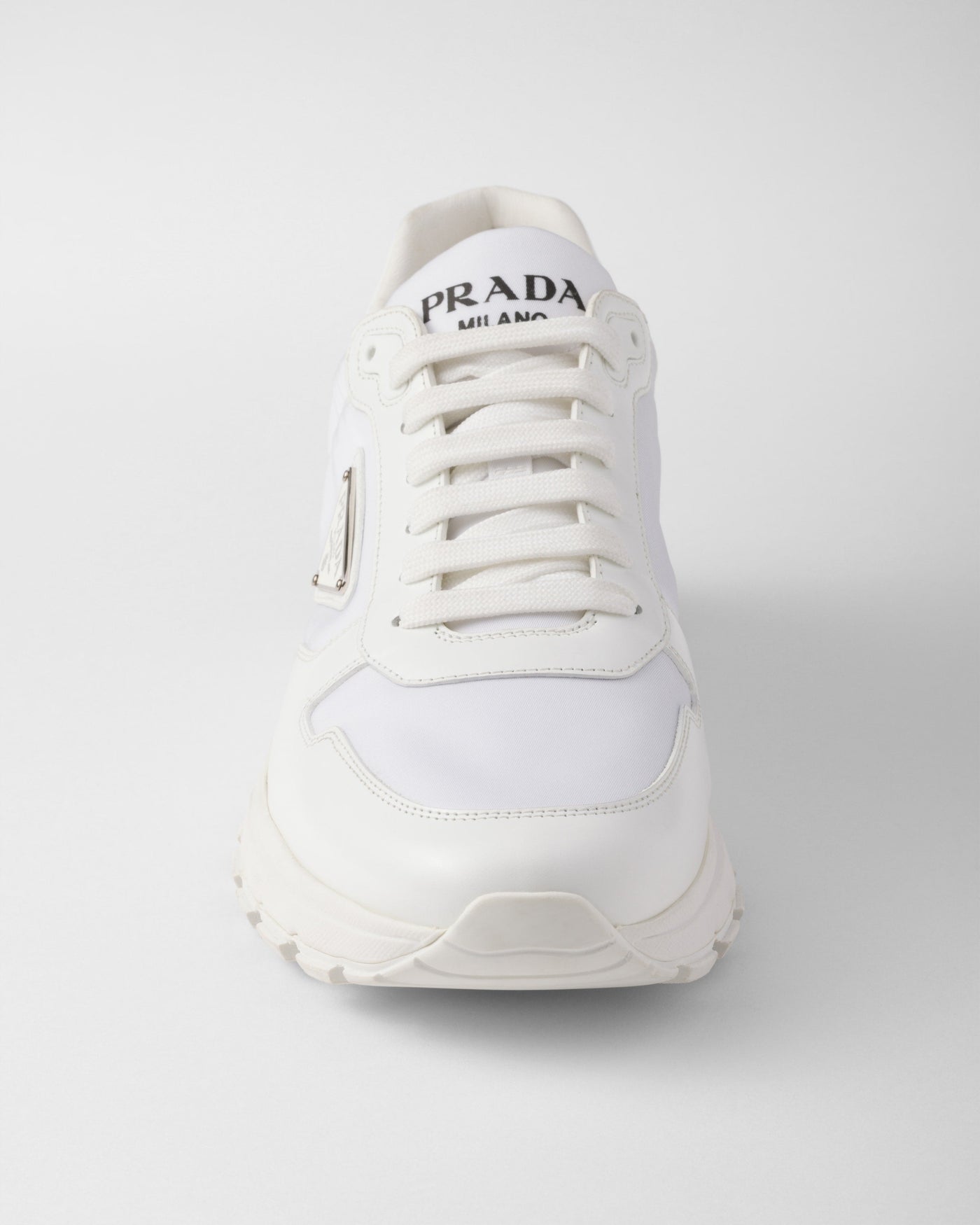 Baskets Prada Cuir Brossé Blanc — vue 3