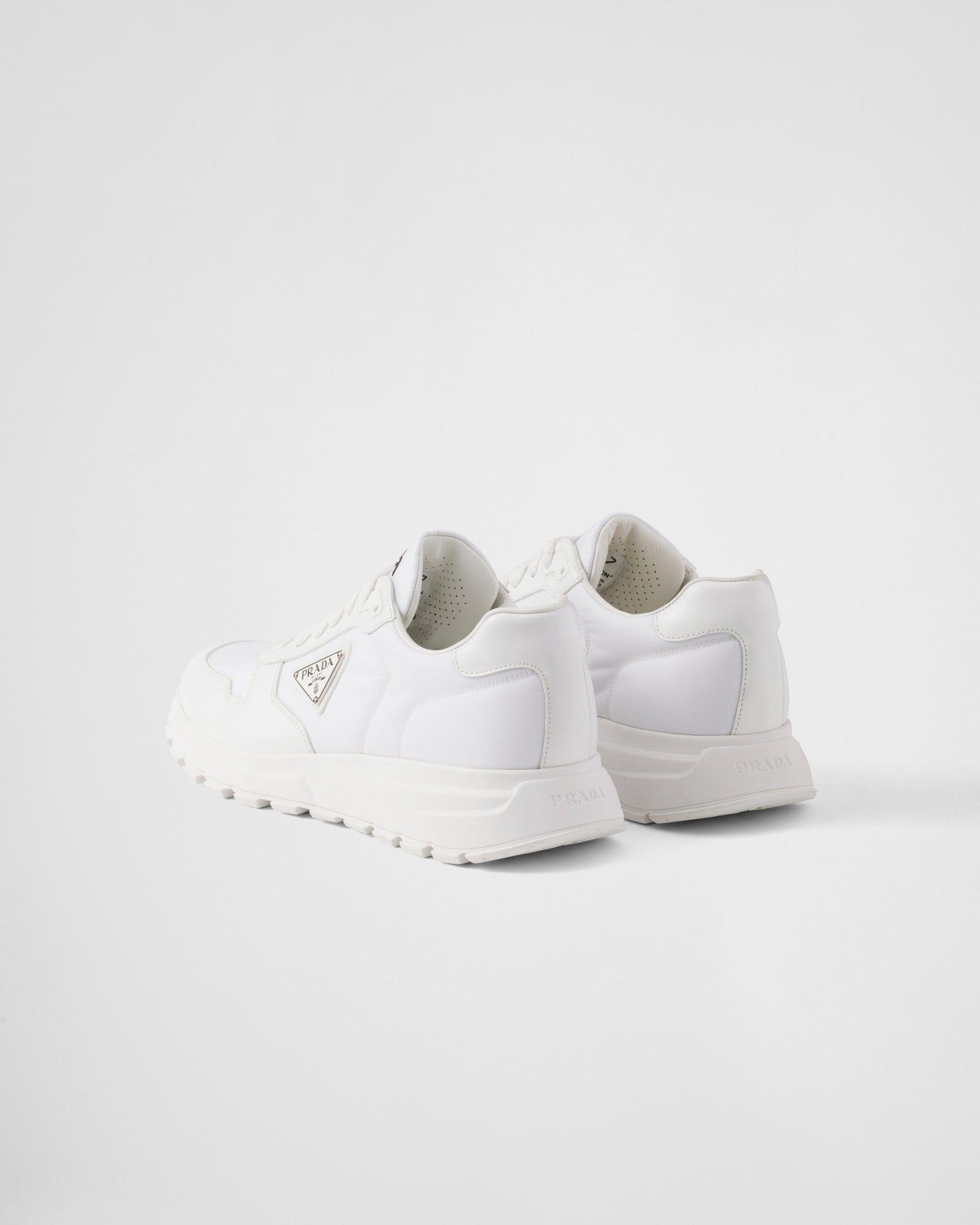 Baskets Prada Cuir Brossé Blanc — vue 5