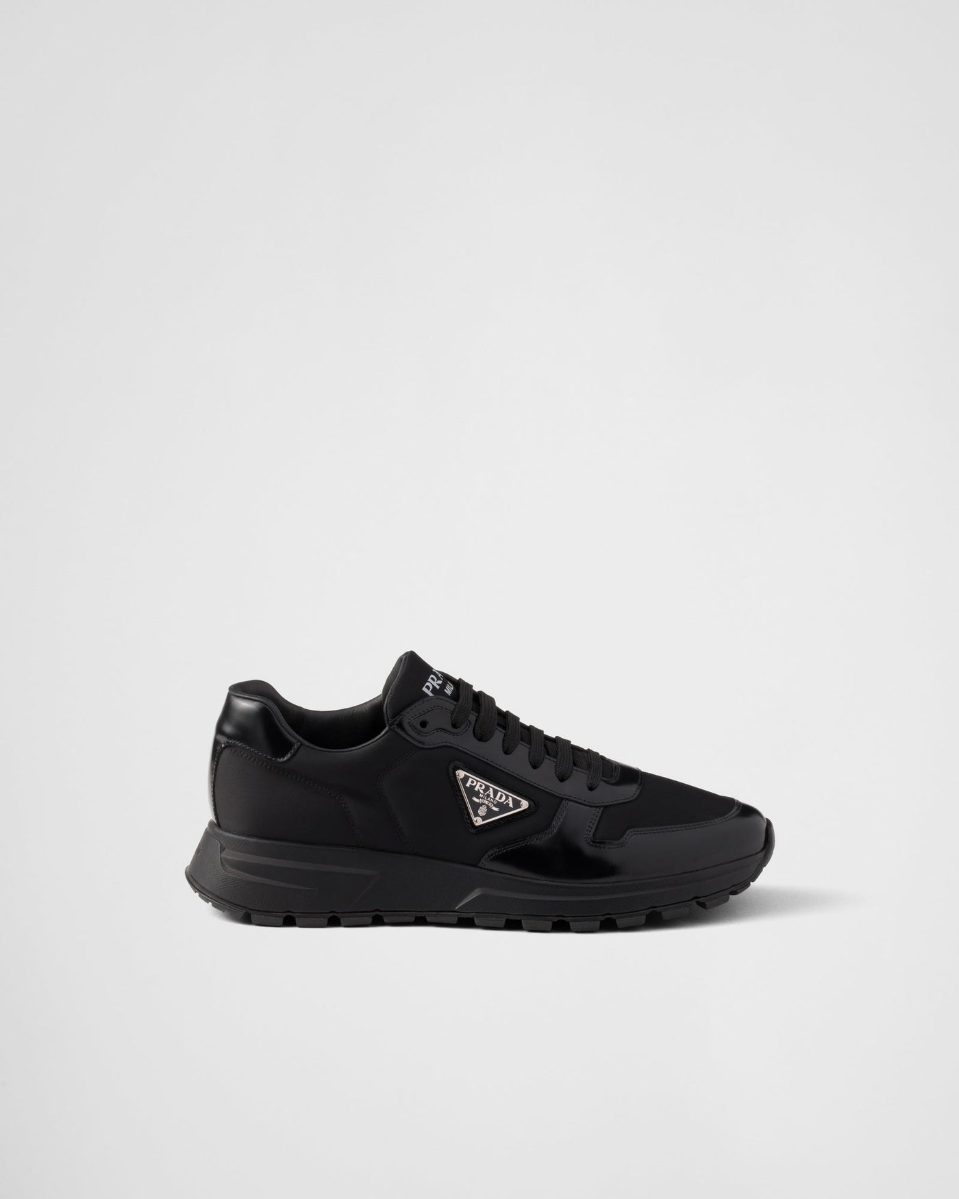 Baskets Prada Cuir Brossé Noir