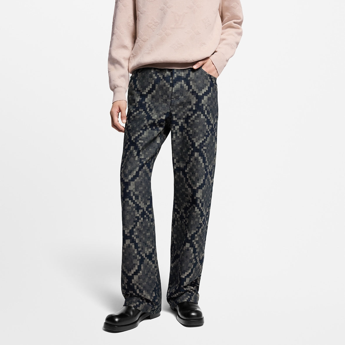 Pantalon Louis Vuitton Droit En Denim Graphique — vue 2