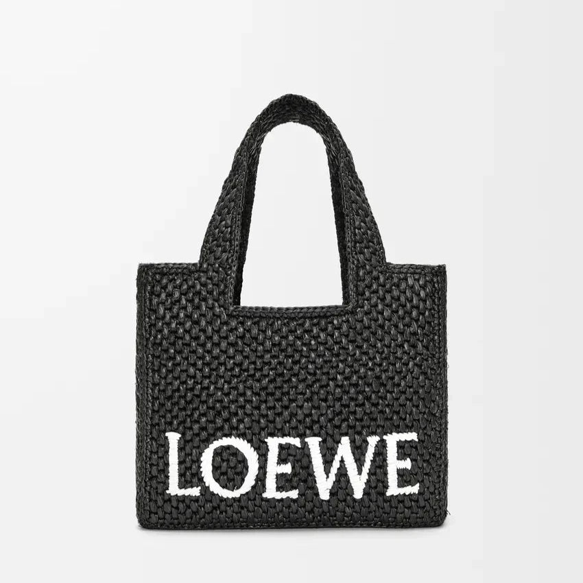 Sac Loewe Font Petit Raphia Noir (F)
