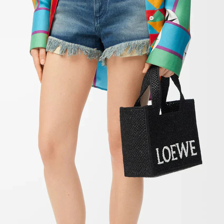 Sac Loewe Font Petit Raphia Noir (F) — vue 3