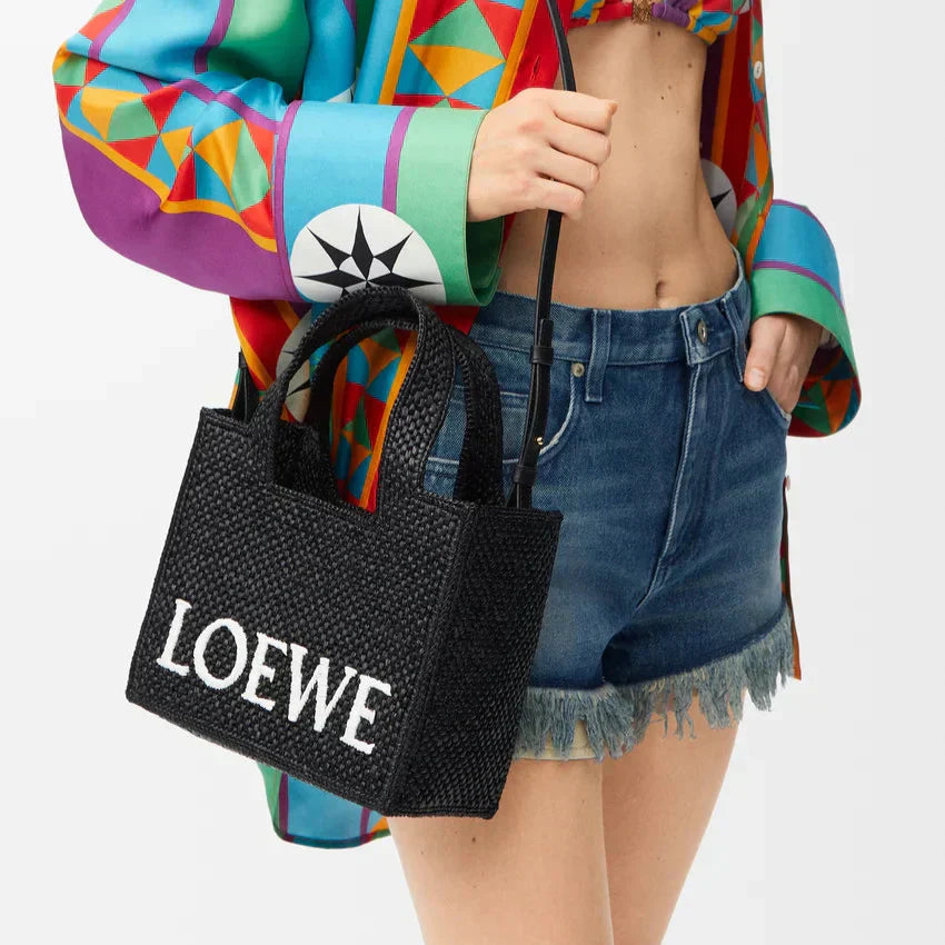 Sac Loewe Font Petit Raphia Noir (F) — vue 2