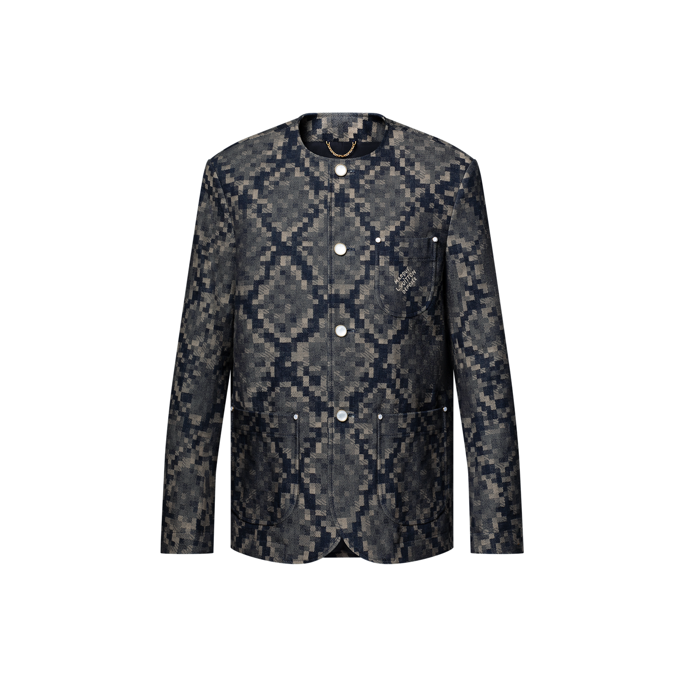 Veste Louis Vuitton Chic Sans Col En Denim Graphique