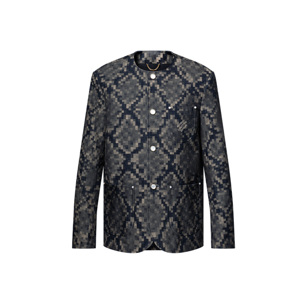 Veste Louis Vuitton Chic Sans Col En Denim Graphique