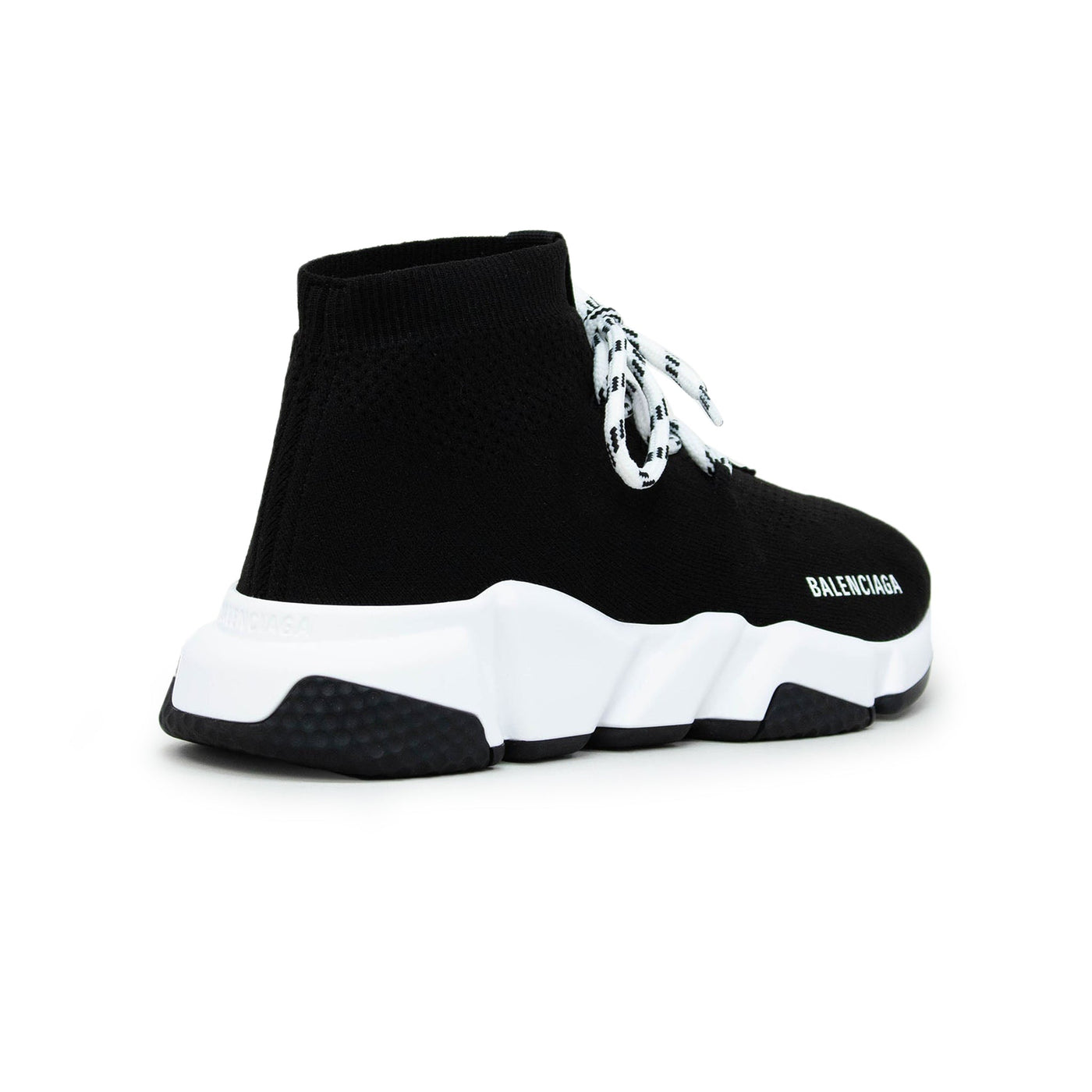 Baskets Balenciaga Speed Knit Lace Sock Noir Blanc (F) — vue 3