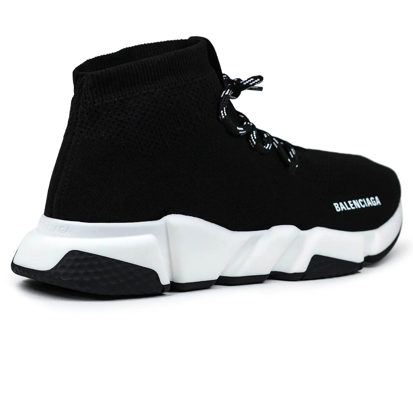 Baskets Balenciaga Speed Knit Lace Sock Noir Blanc — vue 3