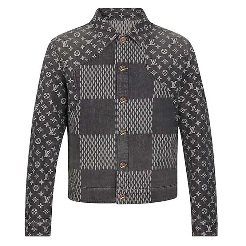 Doudoune Louis Vuitton Men Giant Damier Waves Veste En Jean Monogramme