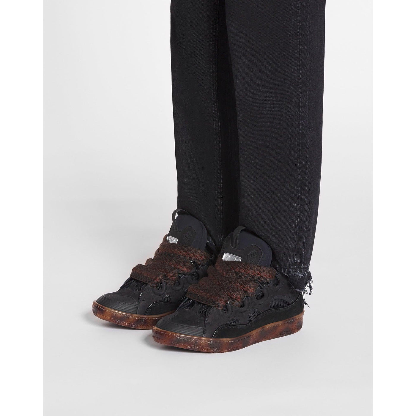 Baskets Lanvin Curb Noir et Marron — vue 6