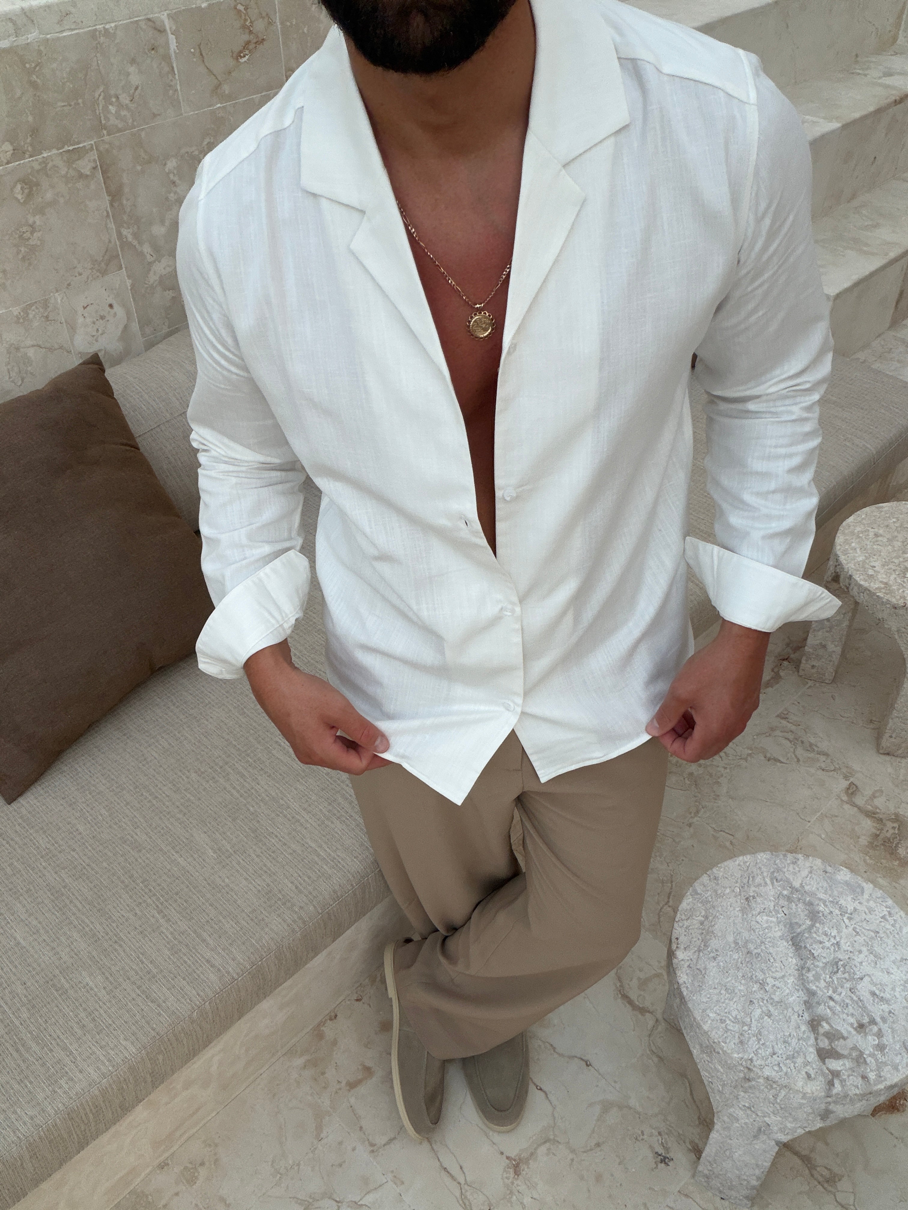 Chemise RIVÉ Lin Classique pour homme, coloris Blanc — vue 2 | COMOCLO