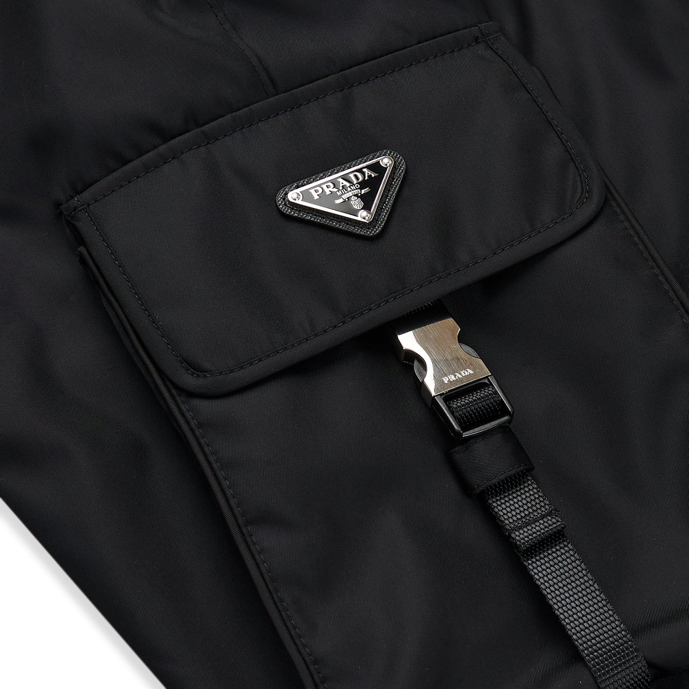 Pantalon Prada Nylon Cuffed Straight Leg Noir Cargo — vue 6